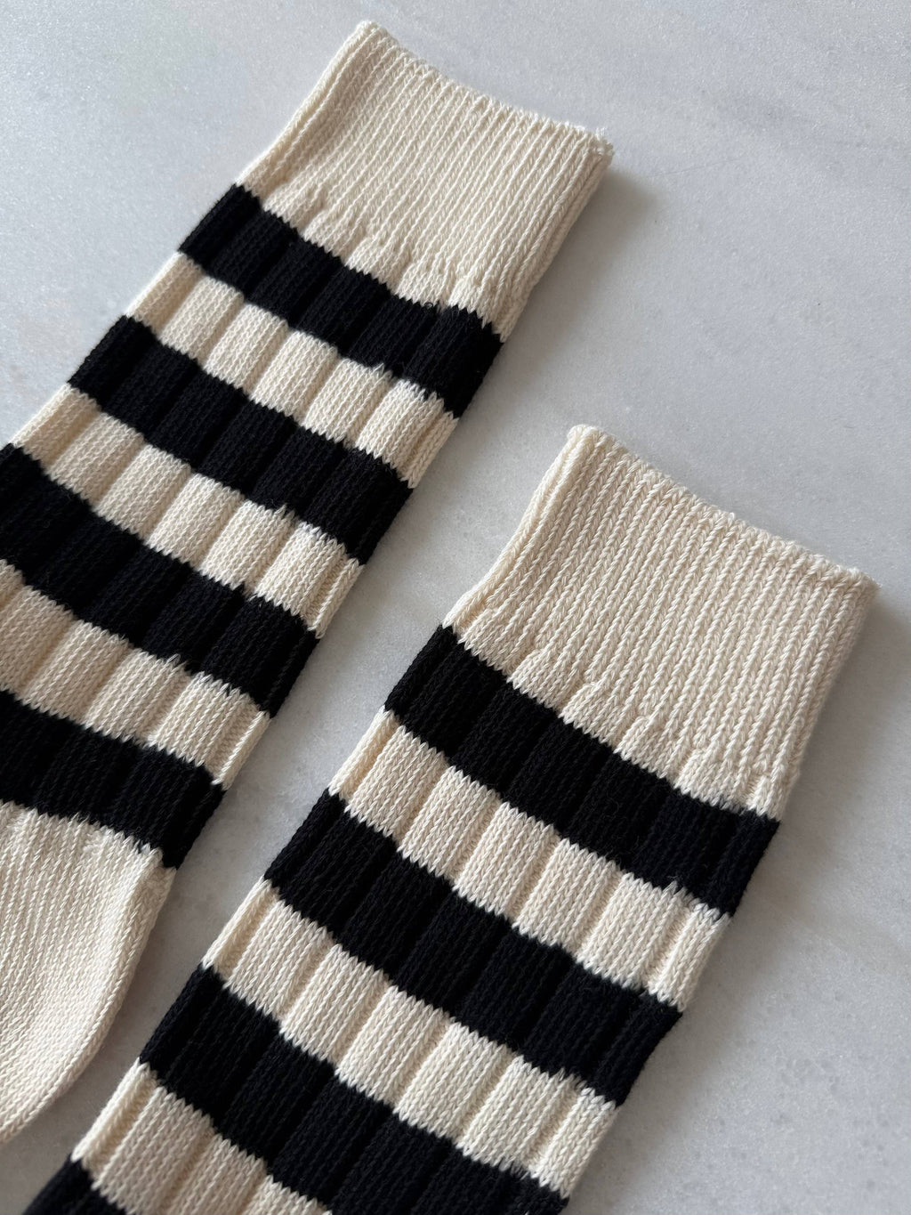 Thick Ribbed Cotton Stripe High Socks