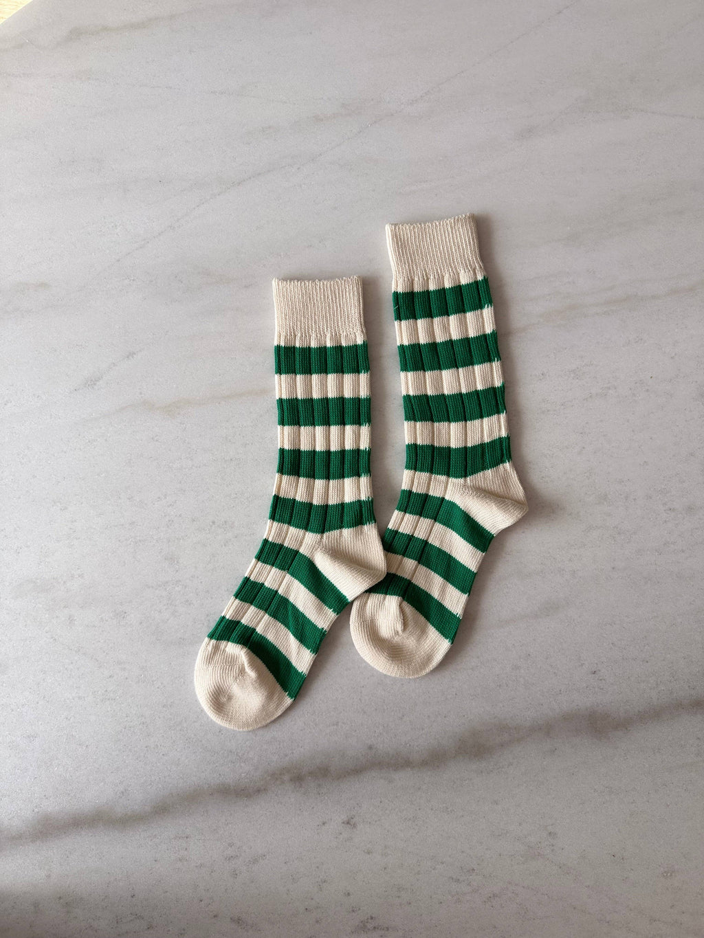 Thick Ribbed Cotton Stripe High Socks
