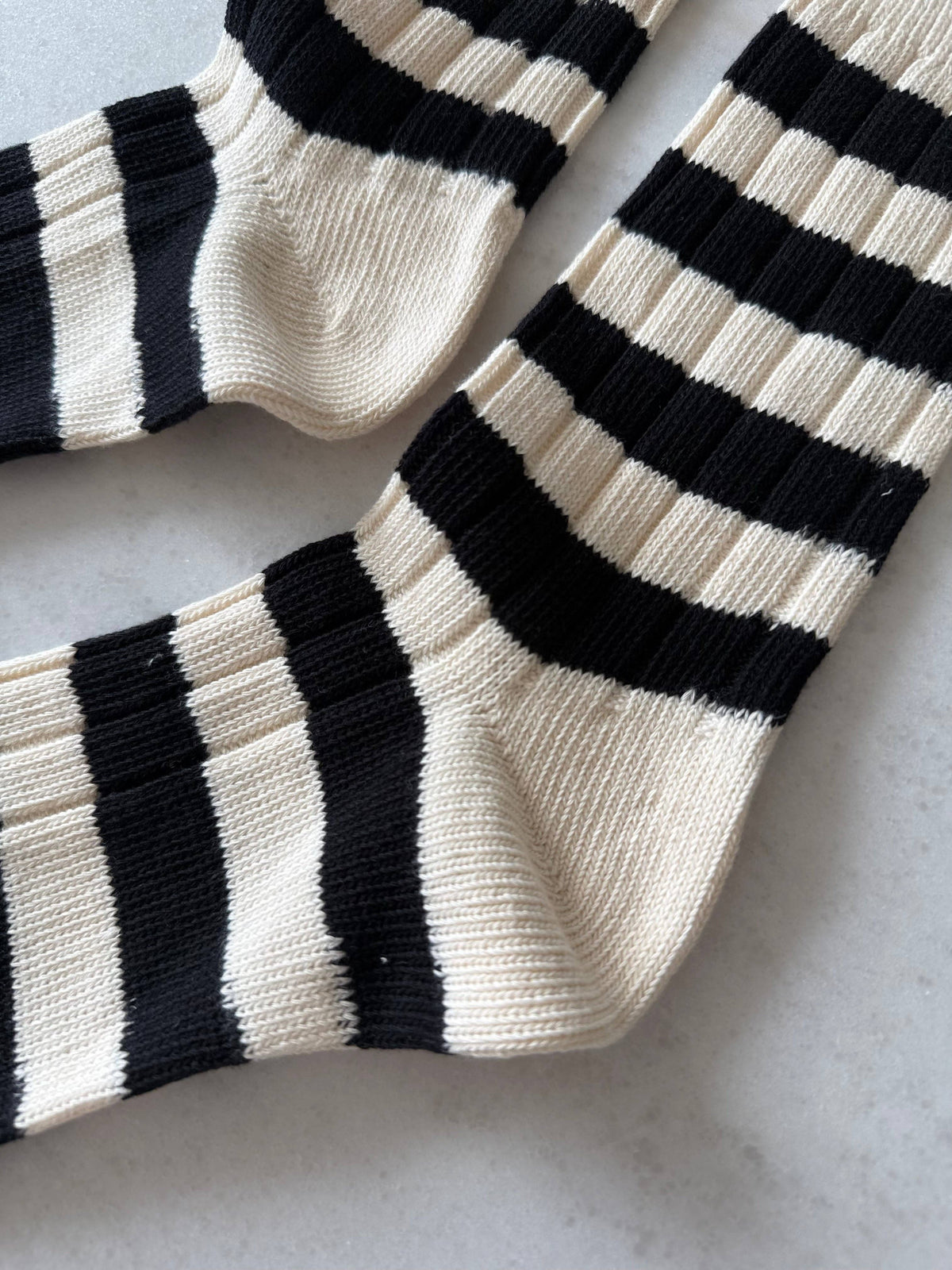 Thick Ribbed Cotton Stripe High Socks