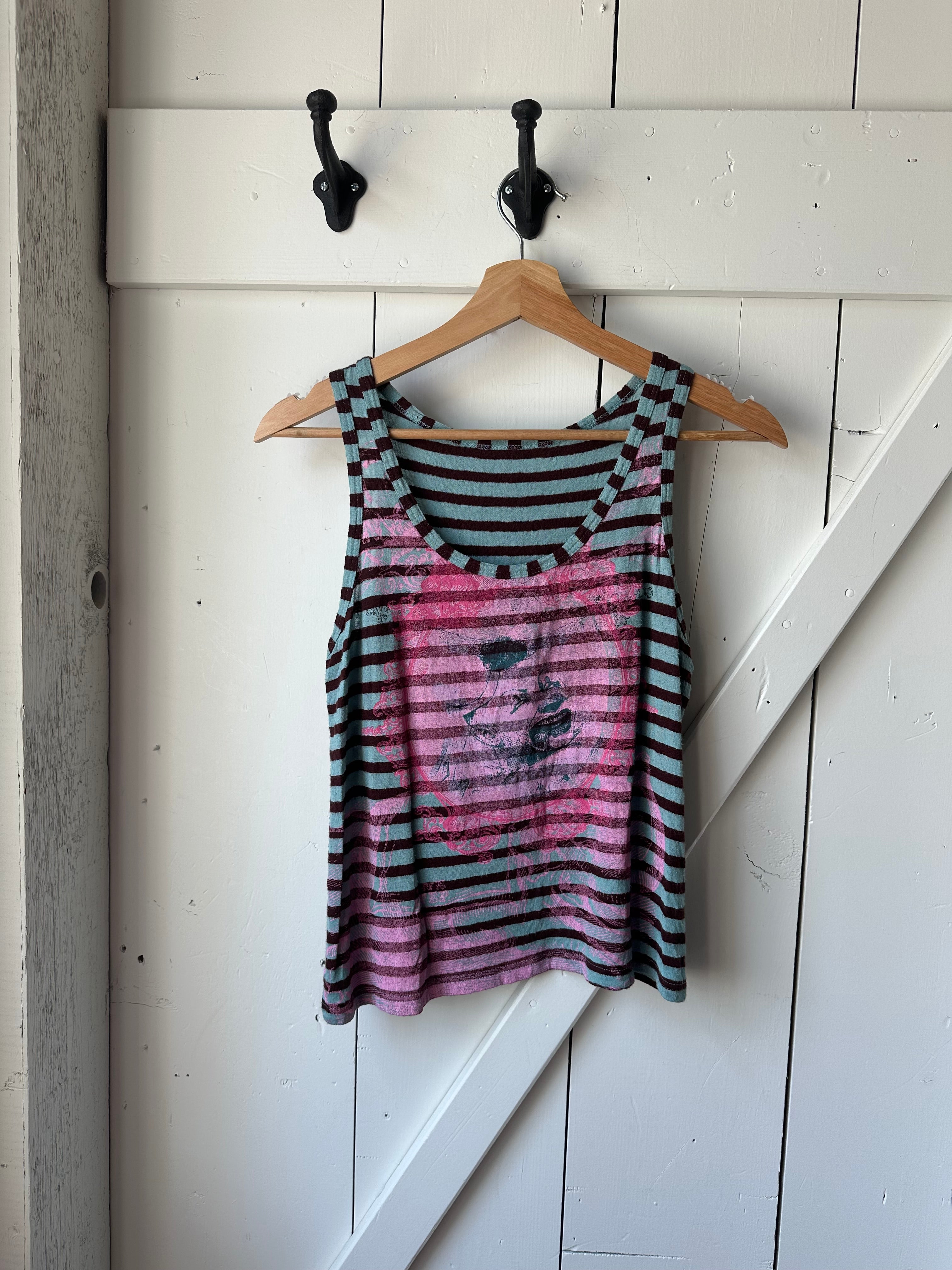 Y2K Euro One Step Double Layer Top w/ Clown Graphic