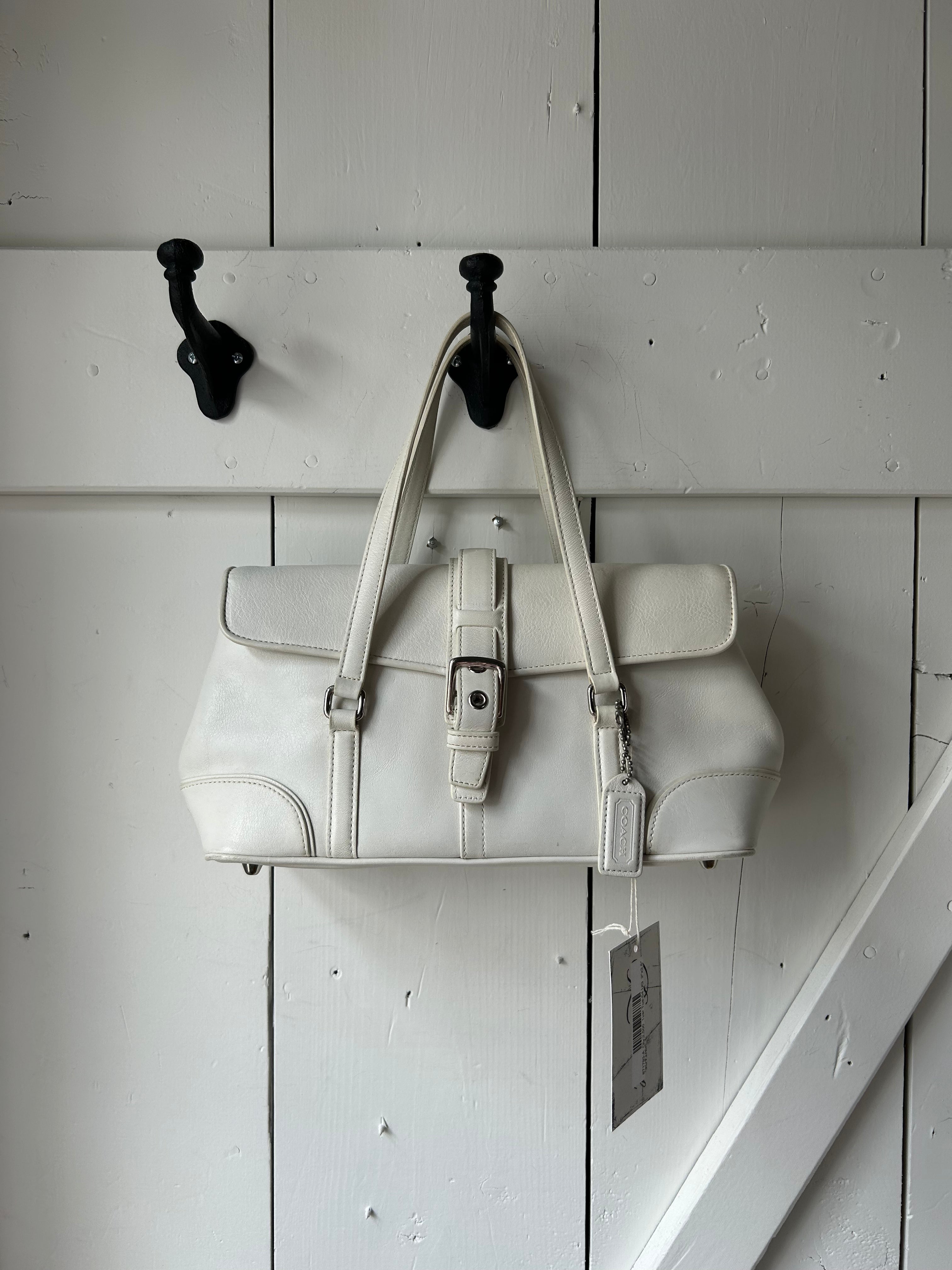 Vintage White Coach Hampton Handbag