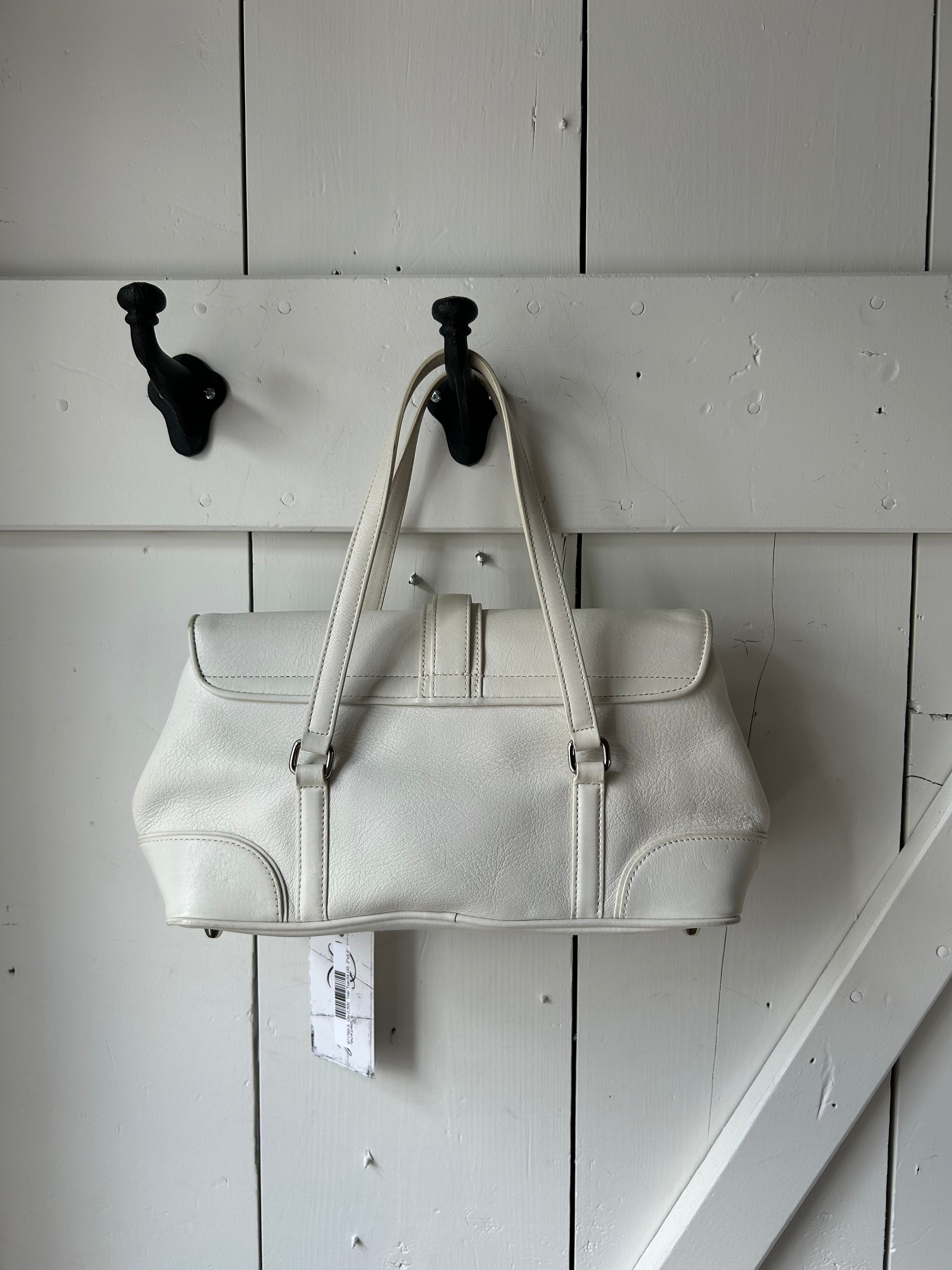 Vintage White Coach Hampton Handbag
