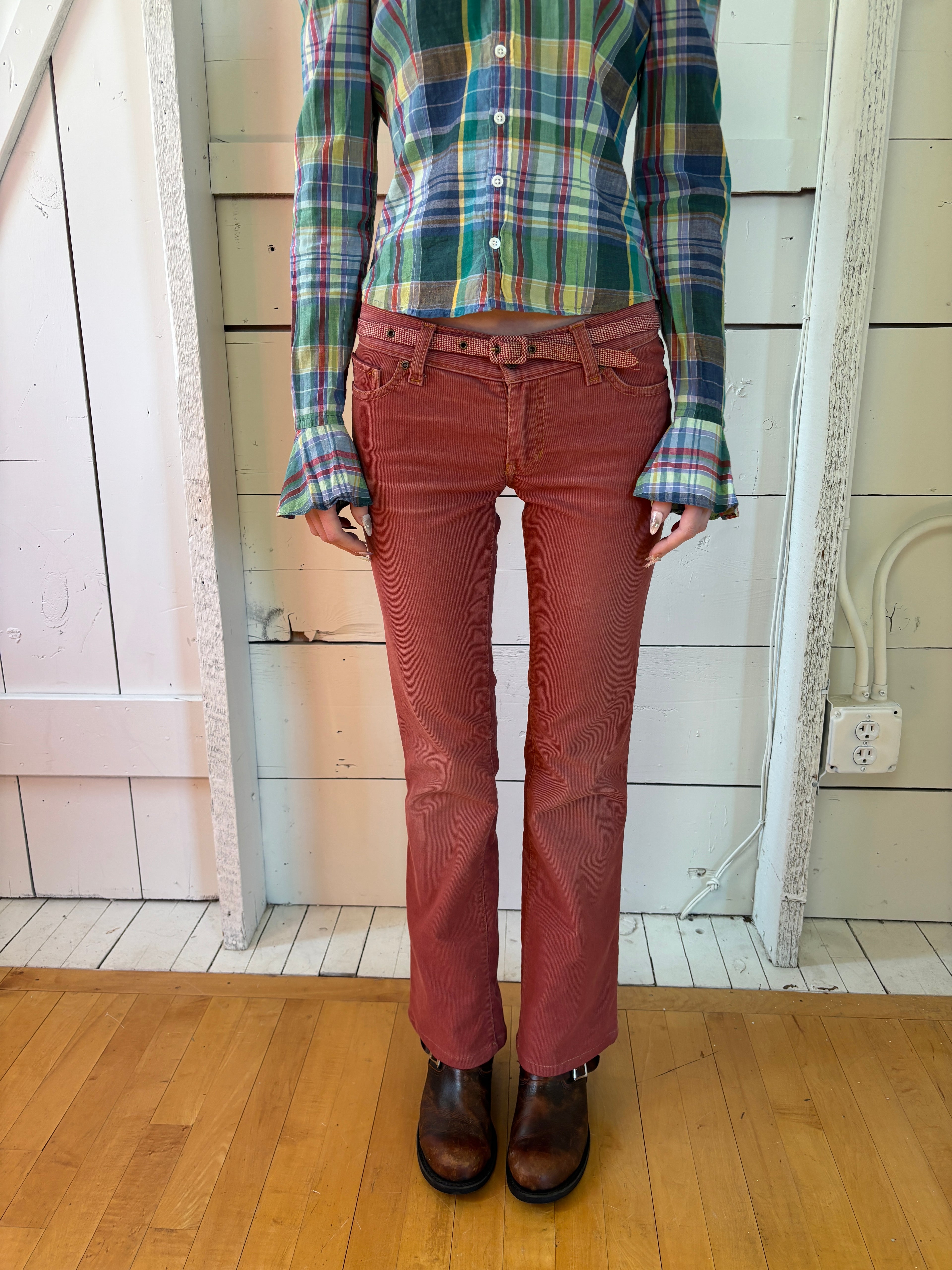 2000s Abercrombie Salmon Corduroy Low Rise Flares