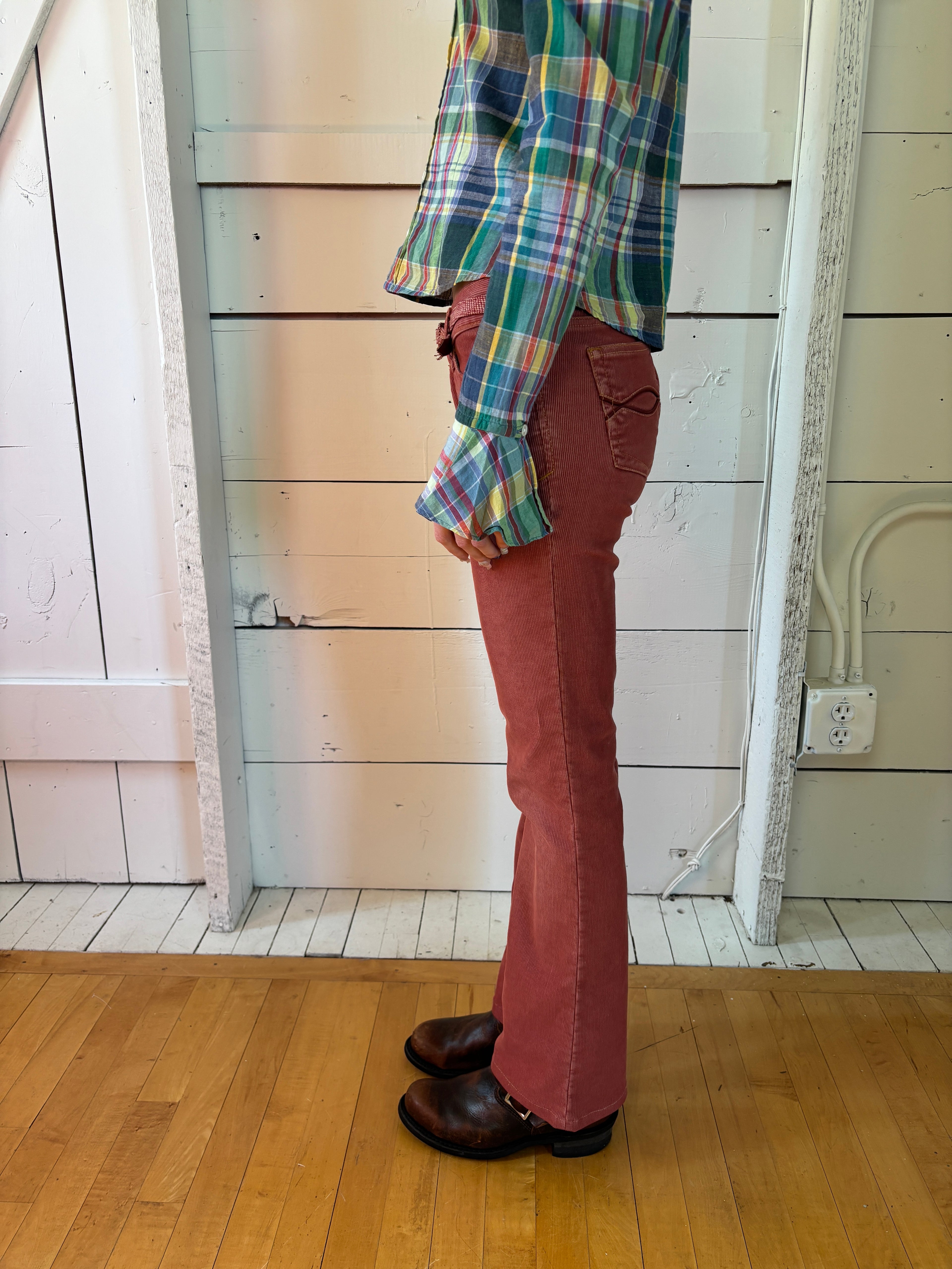 2000s Abercrombie Salmon Corduroy Low Rise Flares