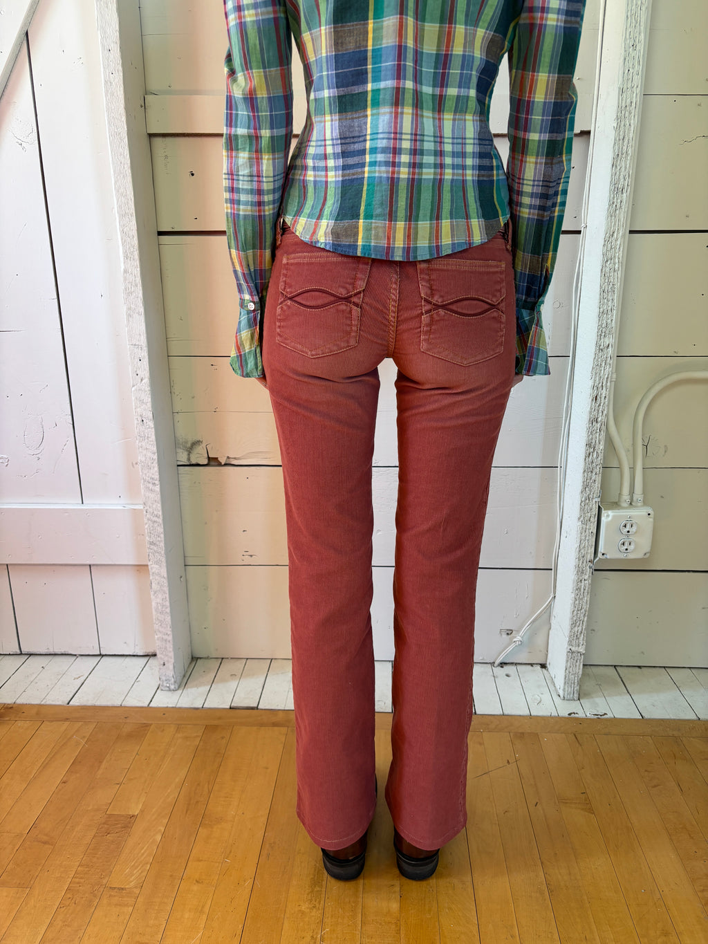 2000s Abercrombie Salmon Corduroy Low Rise Flares