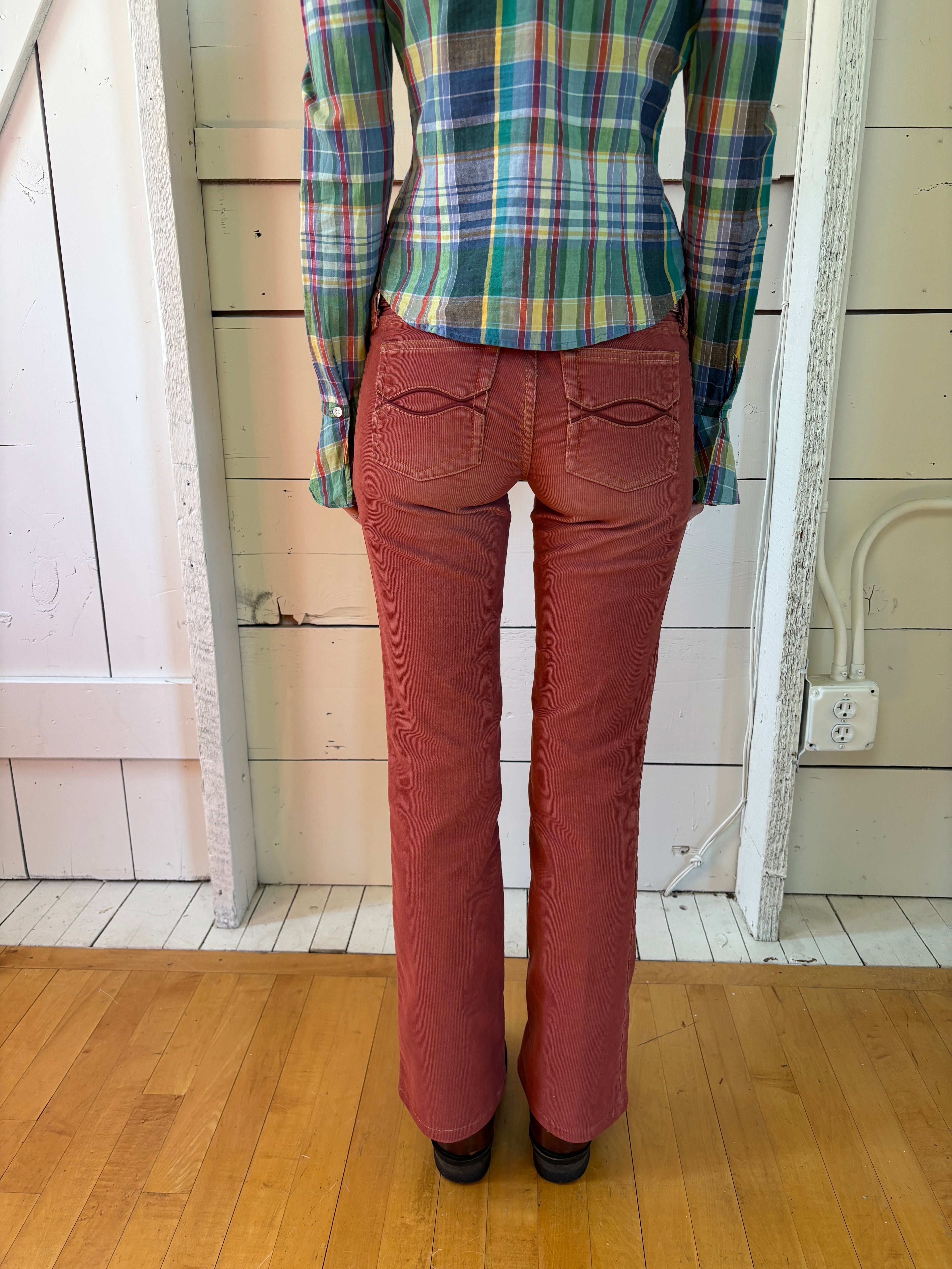 2000s Abercrombie Salmon Corduroy Low Rise Flares