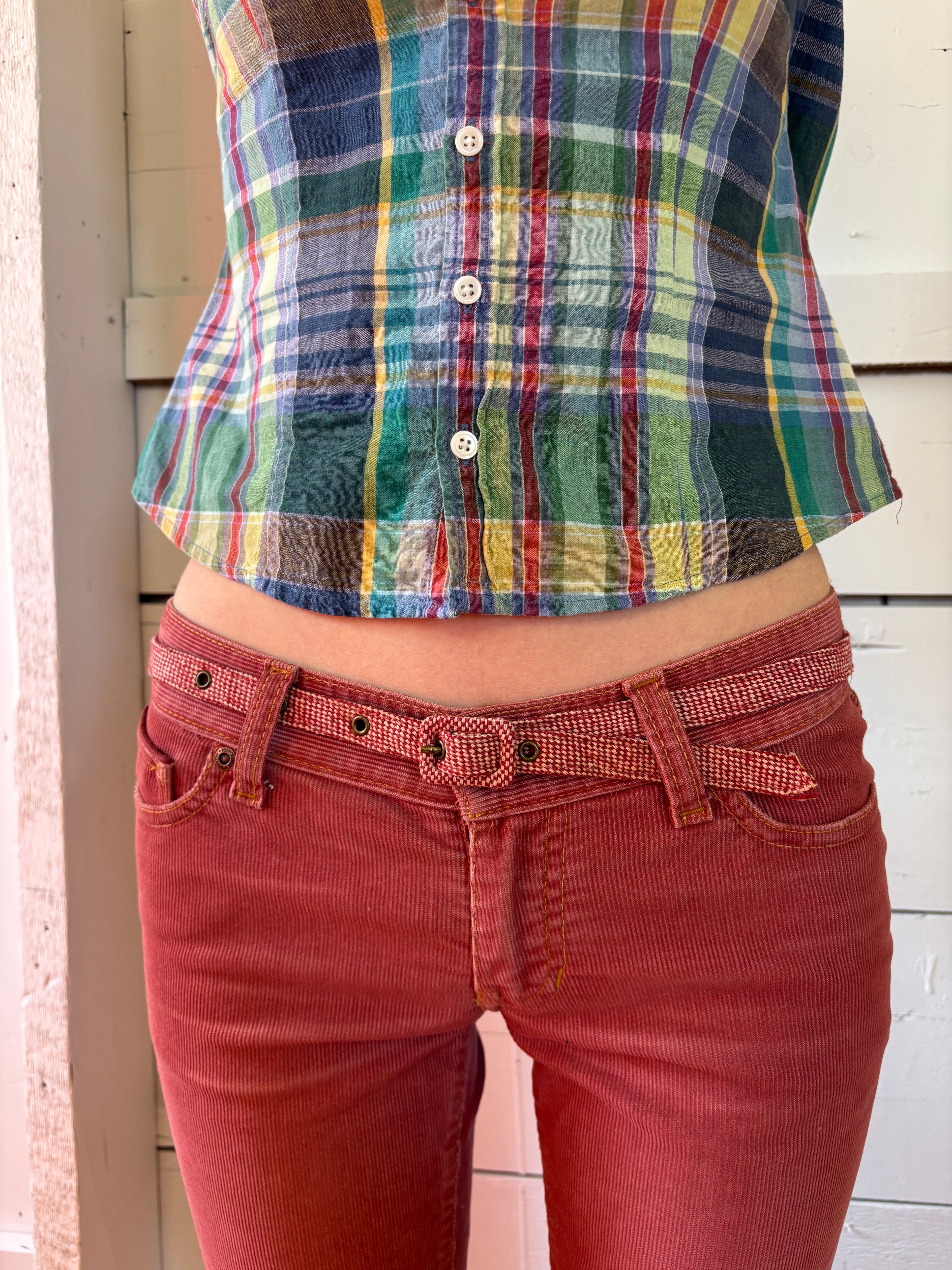 2000s Abercrombie Salmon Corduroy Low Rise Flares