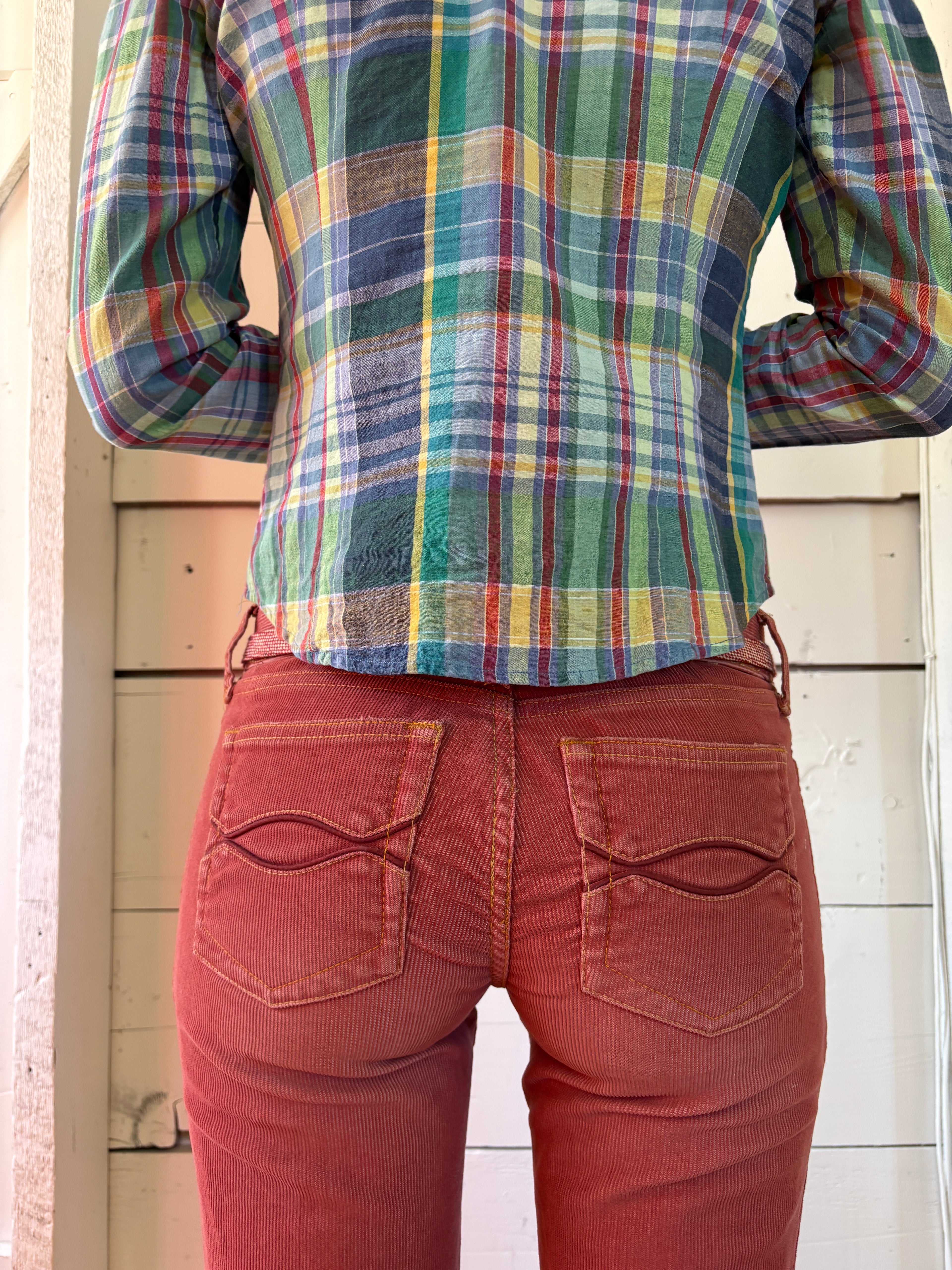 2000s Abercrombie Salmon Corduroy Low Rise Flares