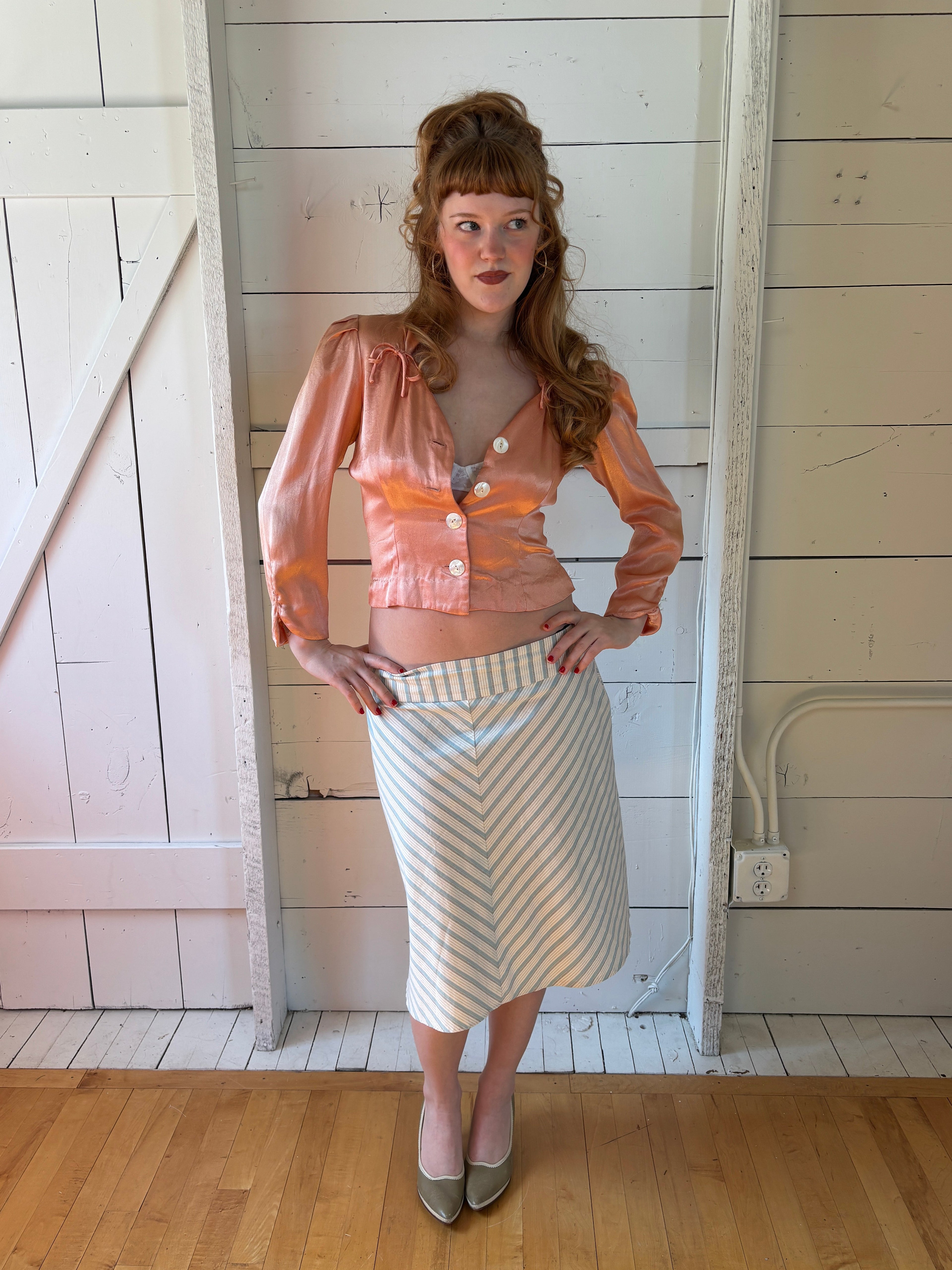 70s Sweet Baby Jane Satin Blouse