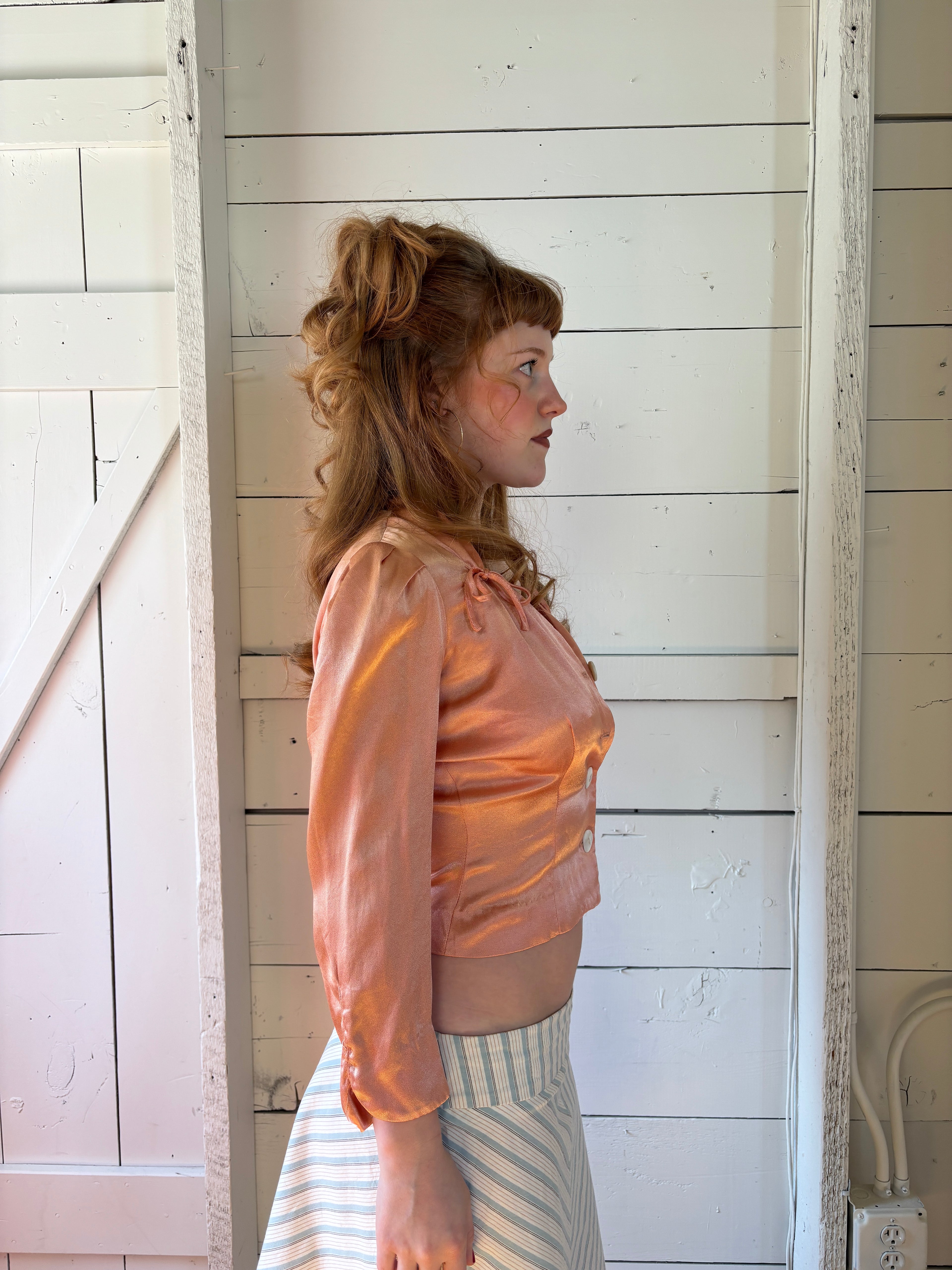 70s Sweet Baby Jane Satin Blouse