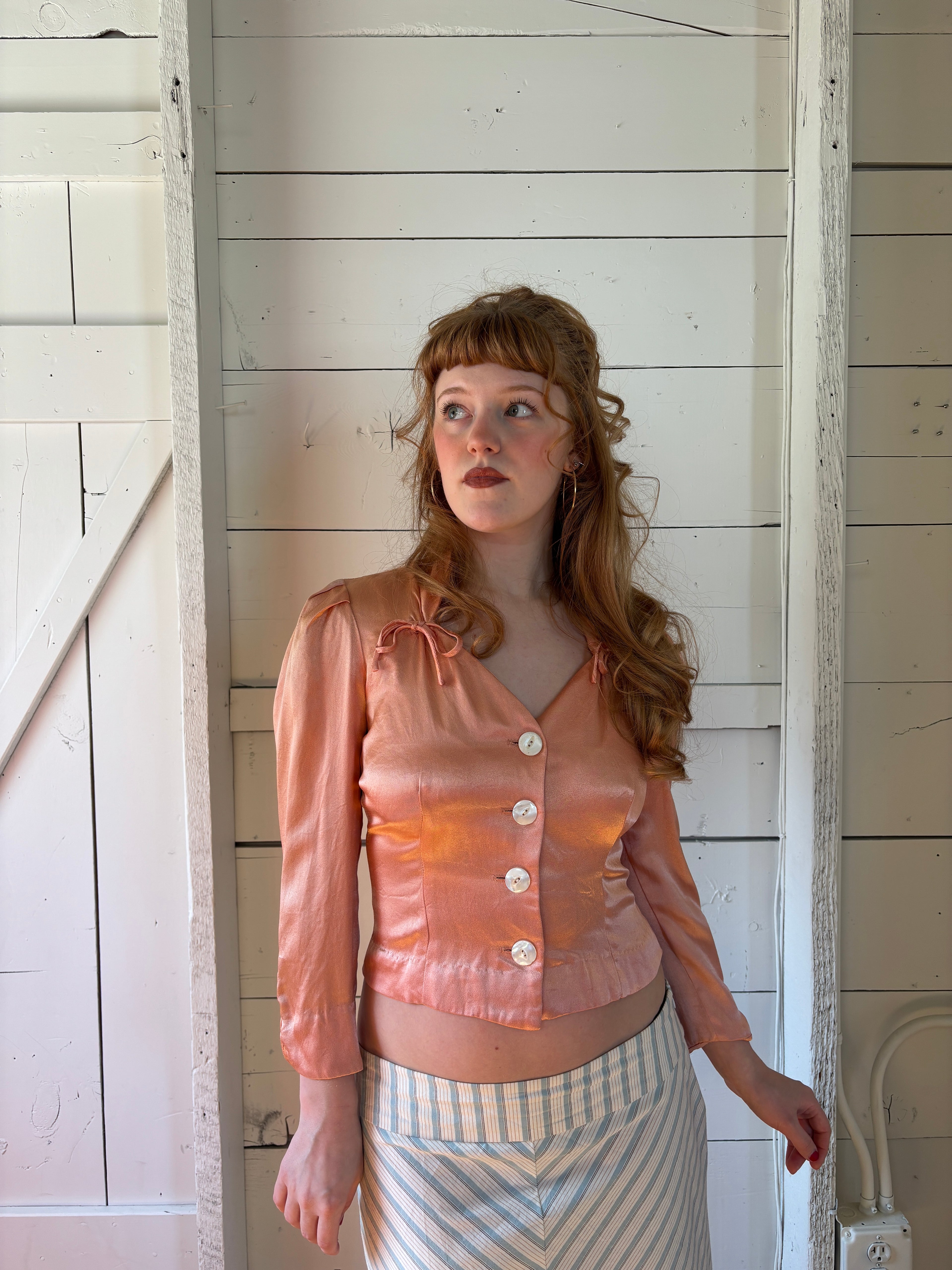 70s Sweet Baby Jane Satin Blouse