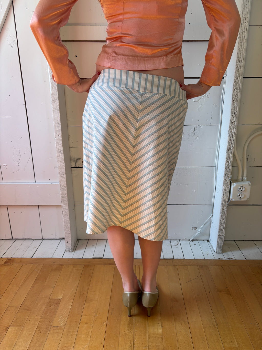 90s Necessary Objects Midi Striped Skirt