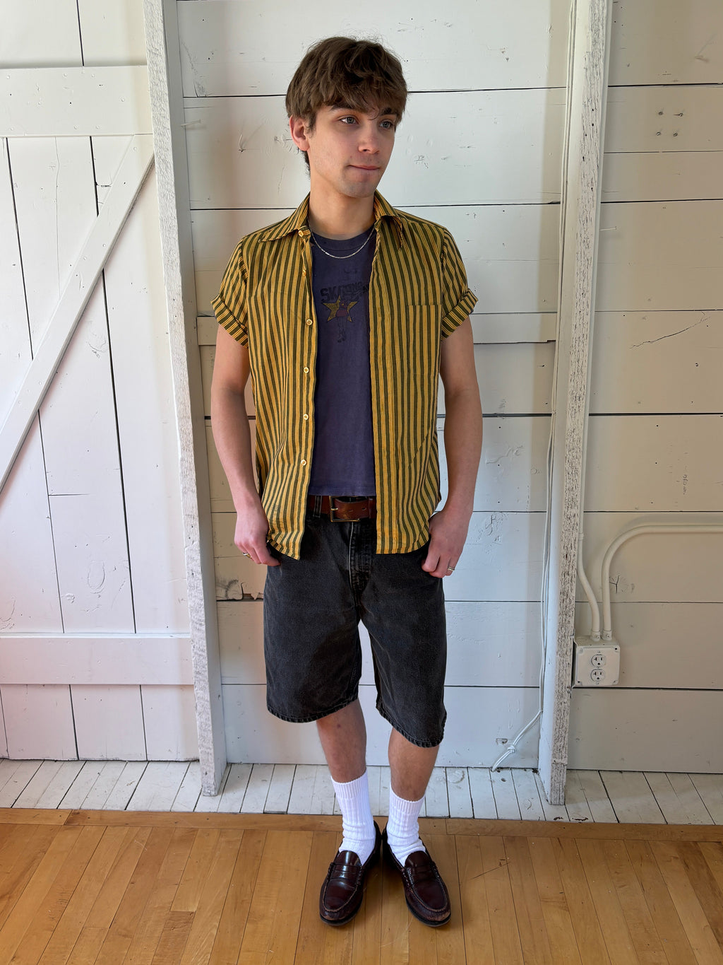 70s Brixton Striped Short Sleeve Button Up