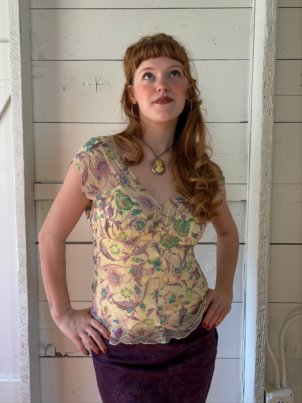 Diane Von Furstenburg 100% Silk Floral Top