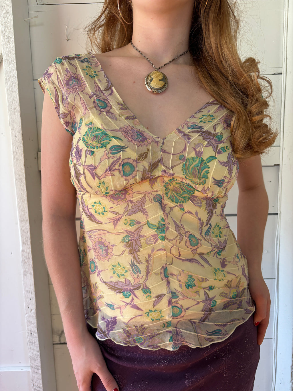 Diane Von Furstenburg 100% Silk Floral Top