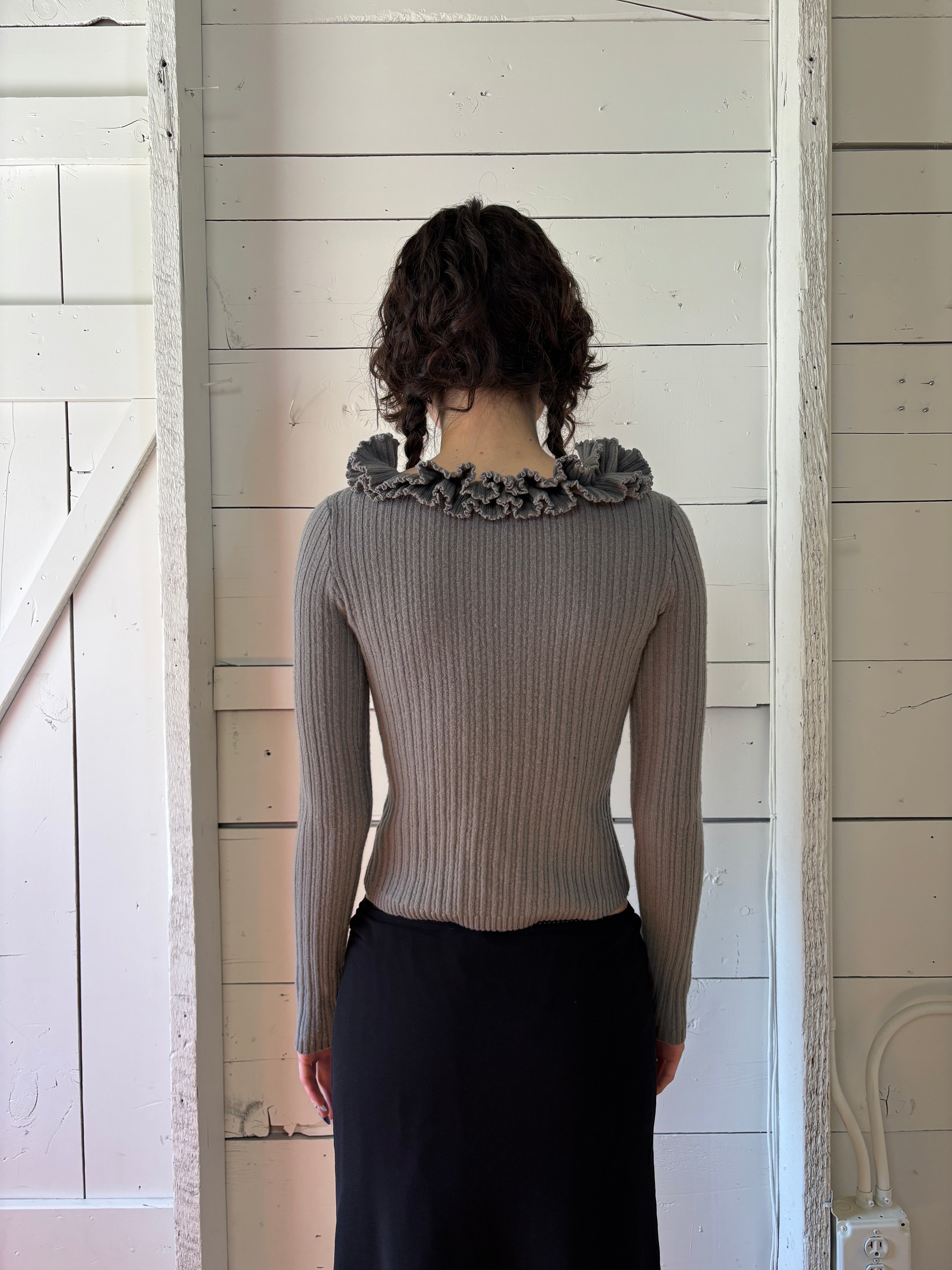 Y2k DKNY Floral Ruffle Longsleeve Sweater