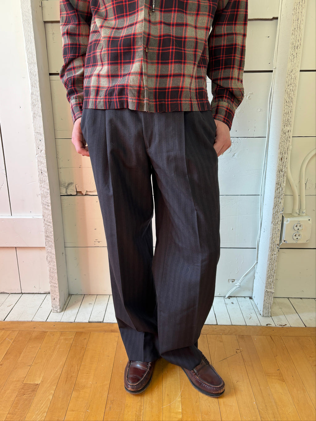 Vintage Pinstripe Pleated Trousers
