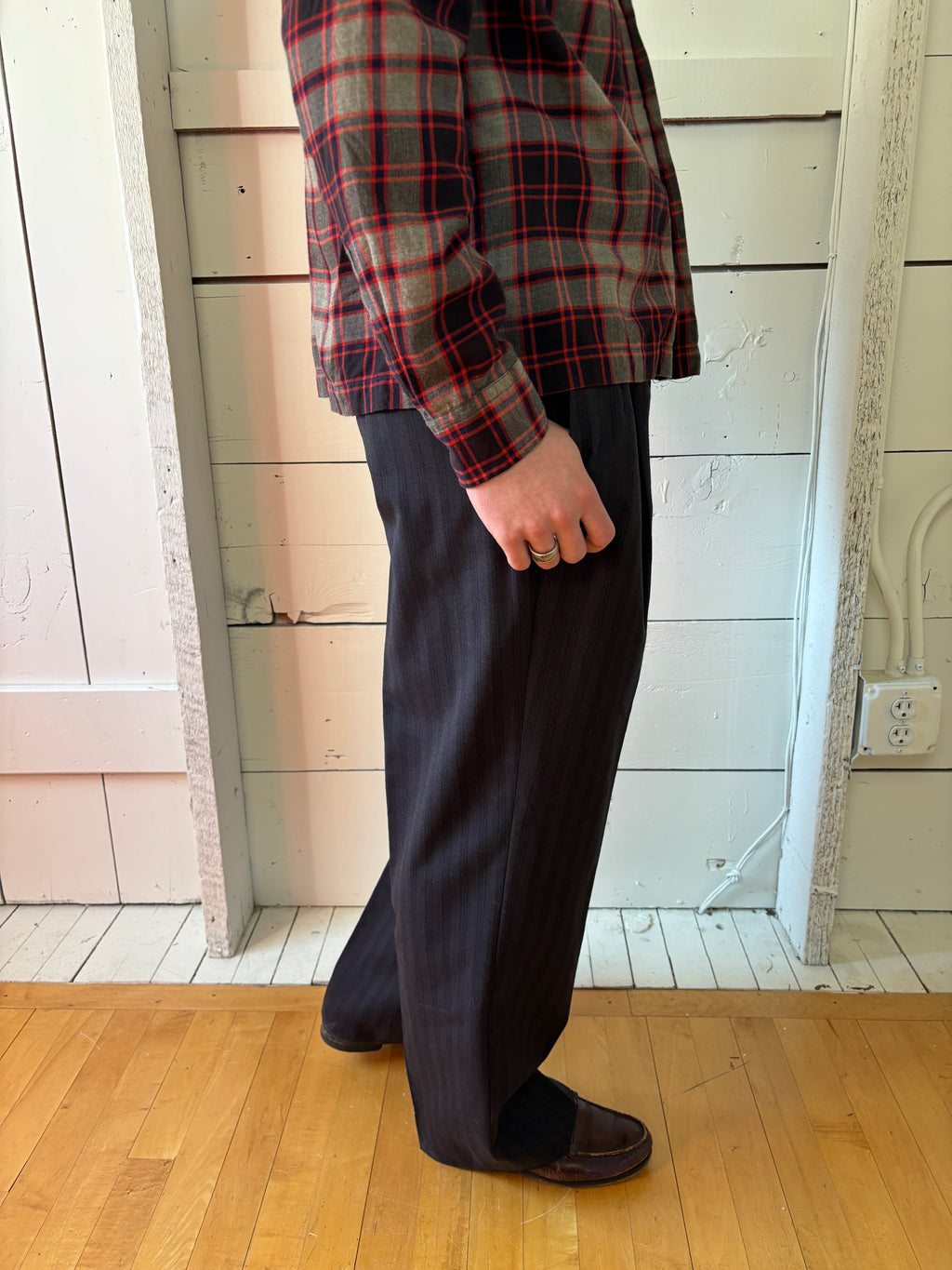 Vintage Pinstripe Pleated Trousers