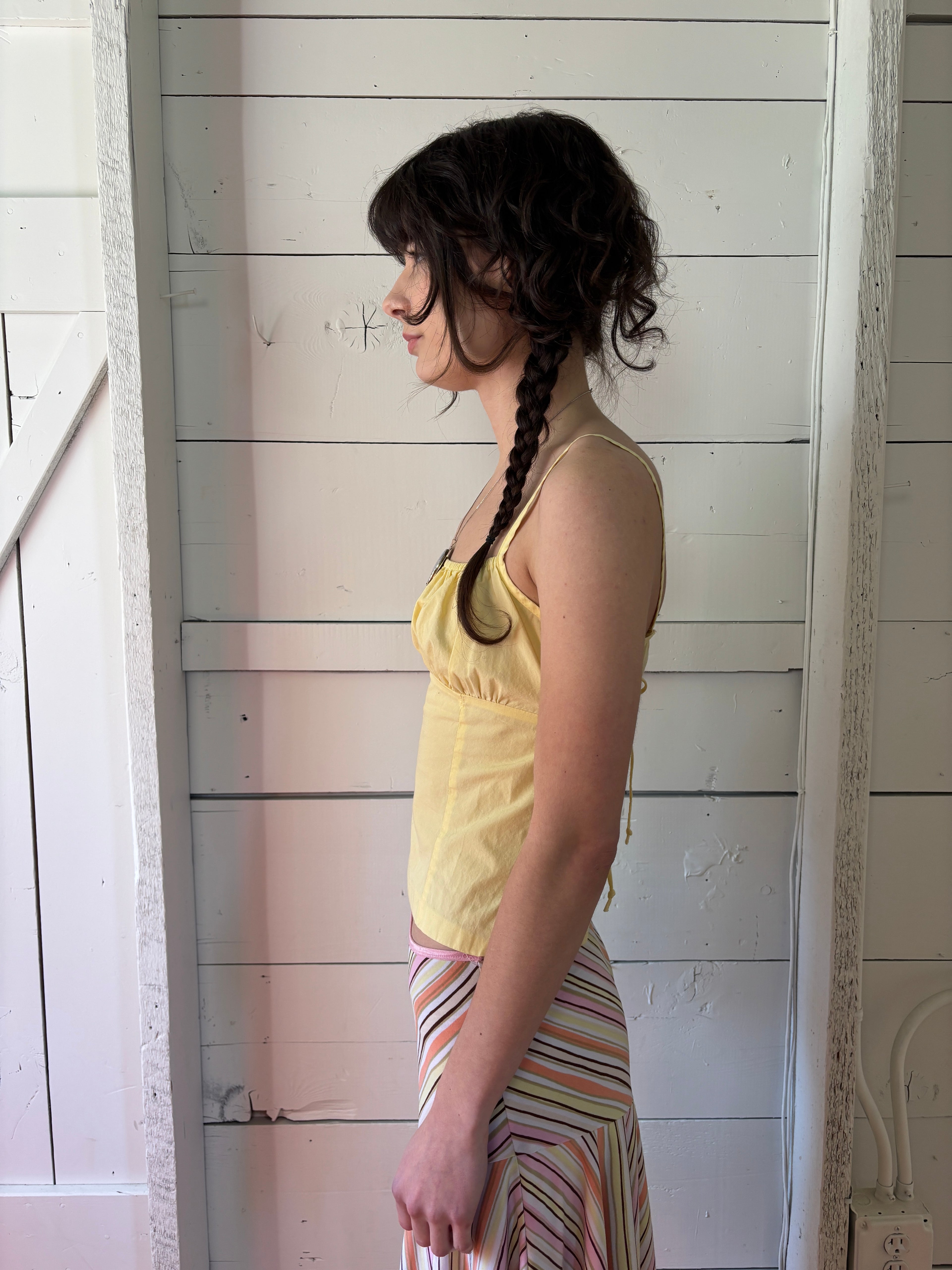 90s Butter Yellow Cotton Milkmaid Tank Top