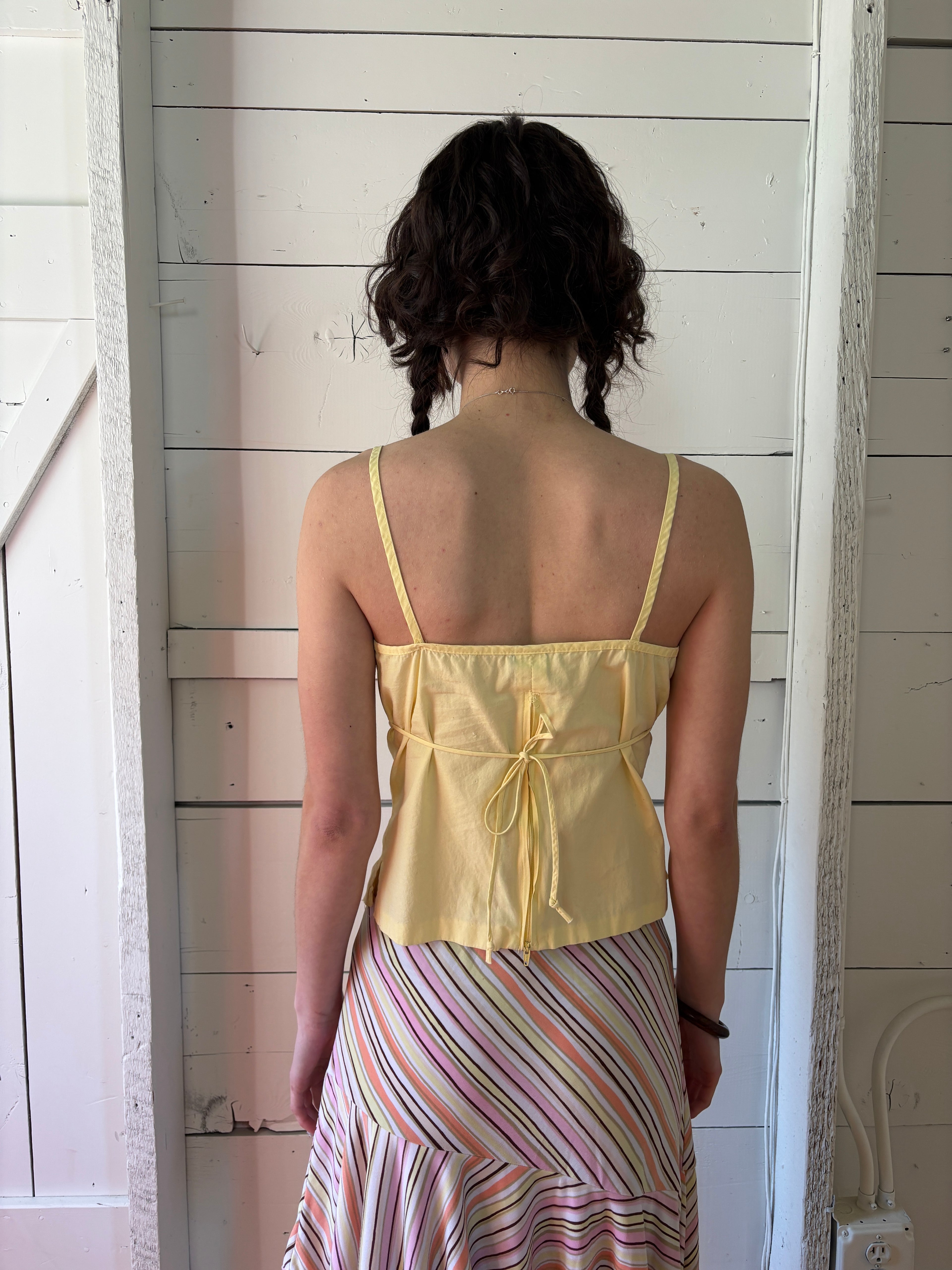 90s Butter Yellow Cotton Milkmaid Tank Top