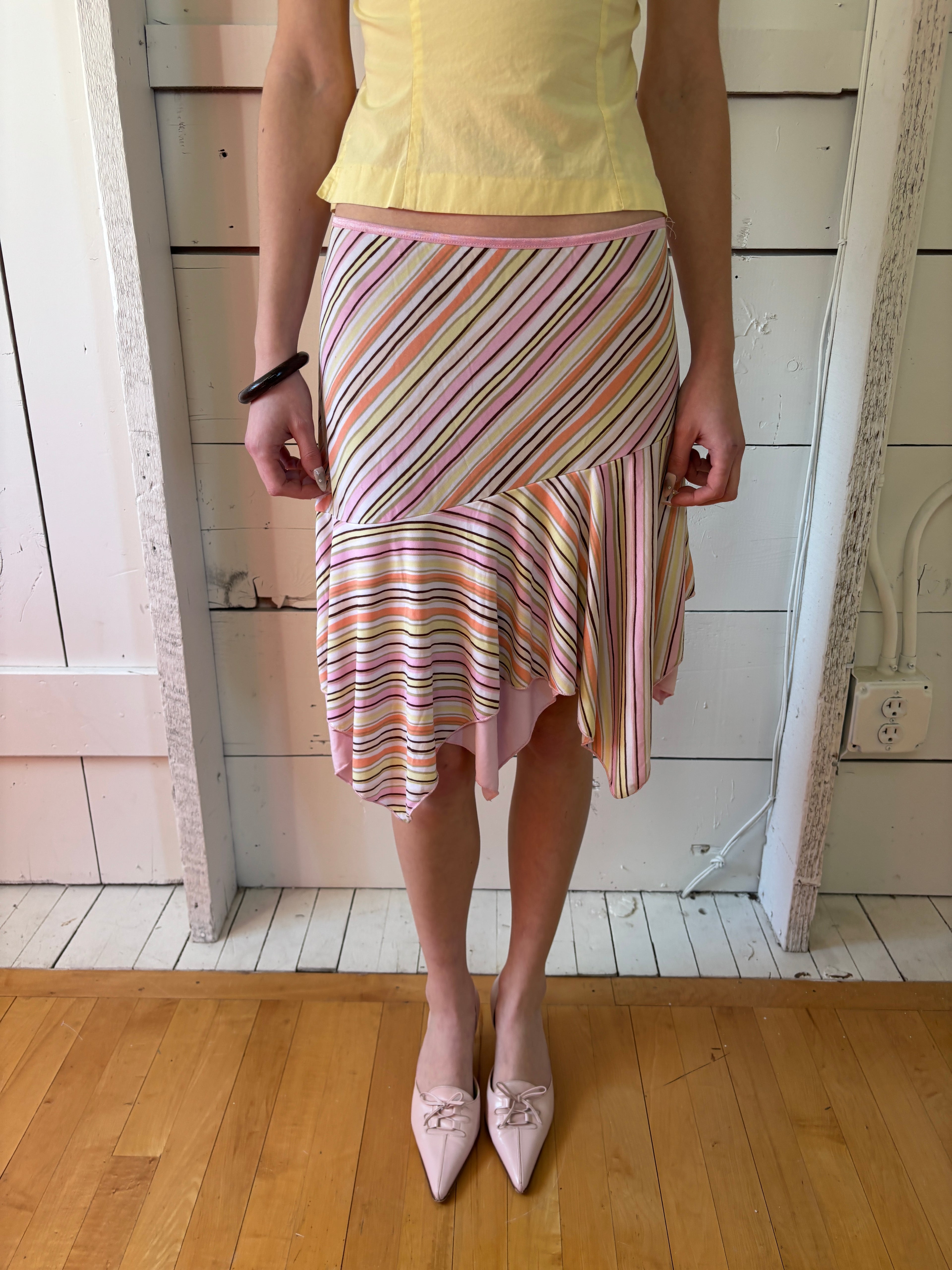 Y2k Striped Dropped Waist Fairy Skirt