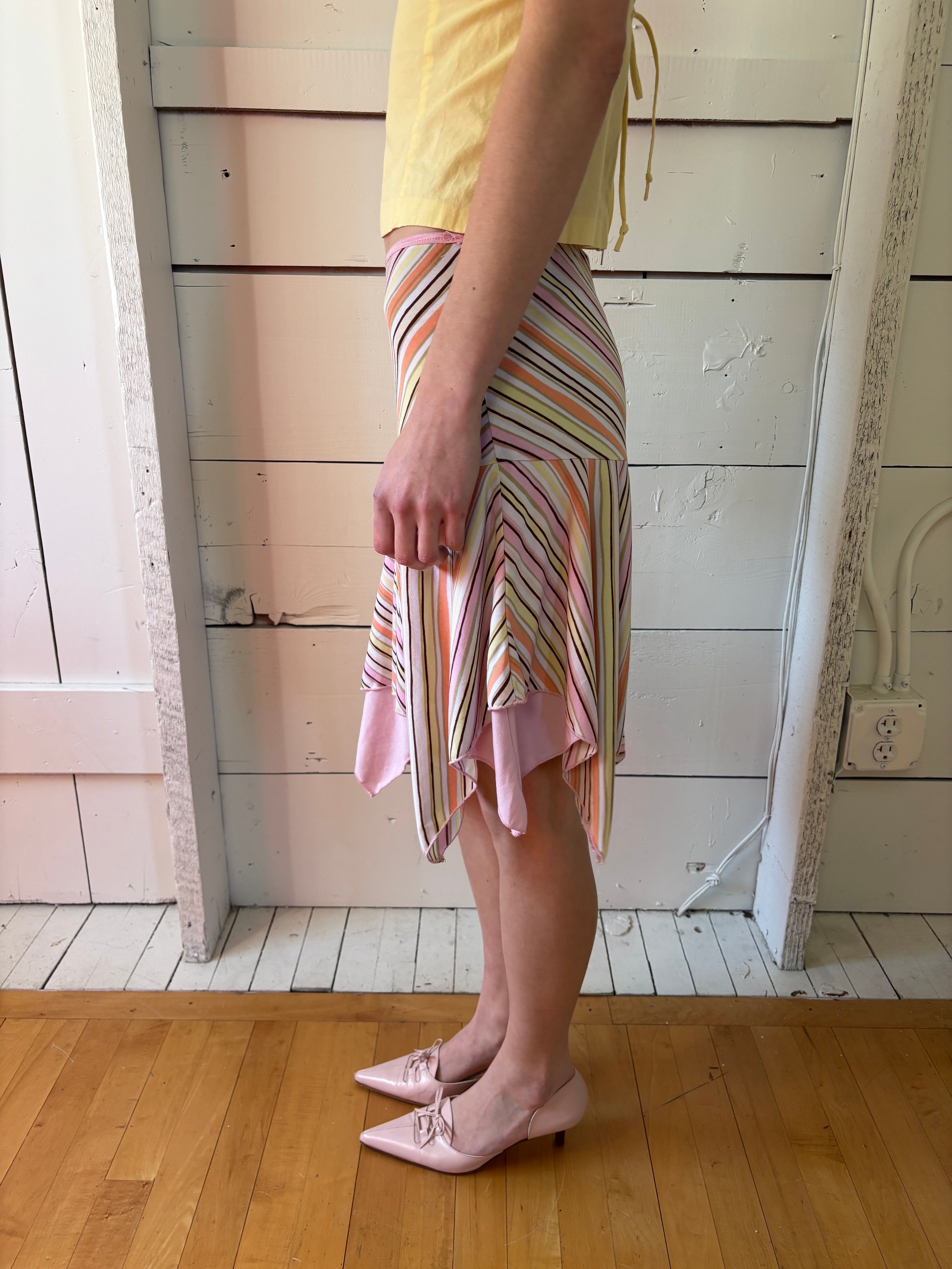 Y2k Striped Dropped Waist Fairy Skirt