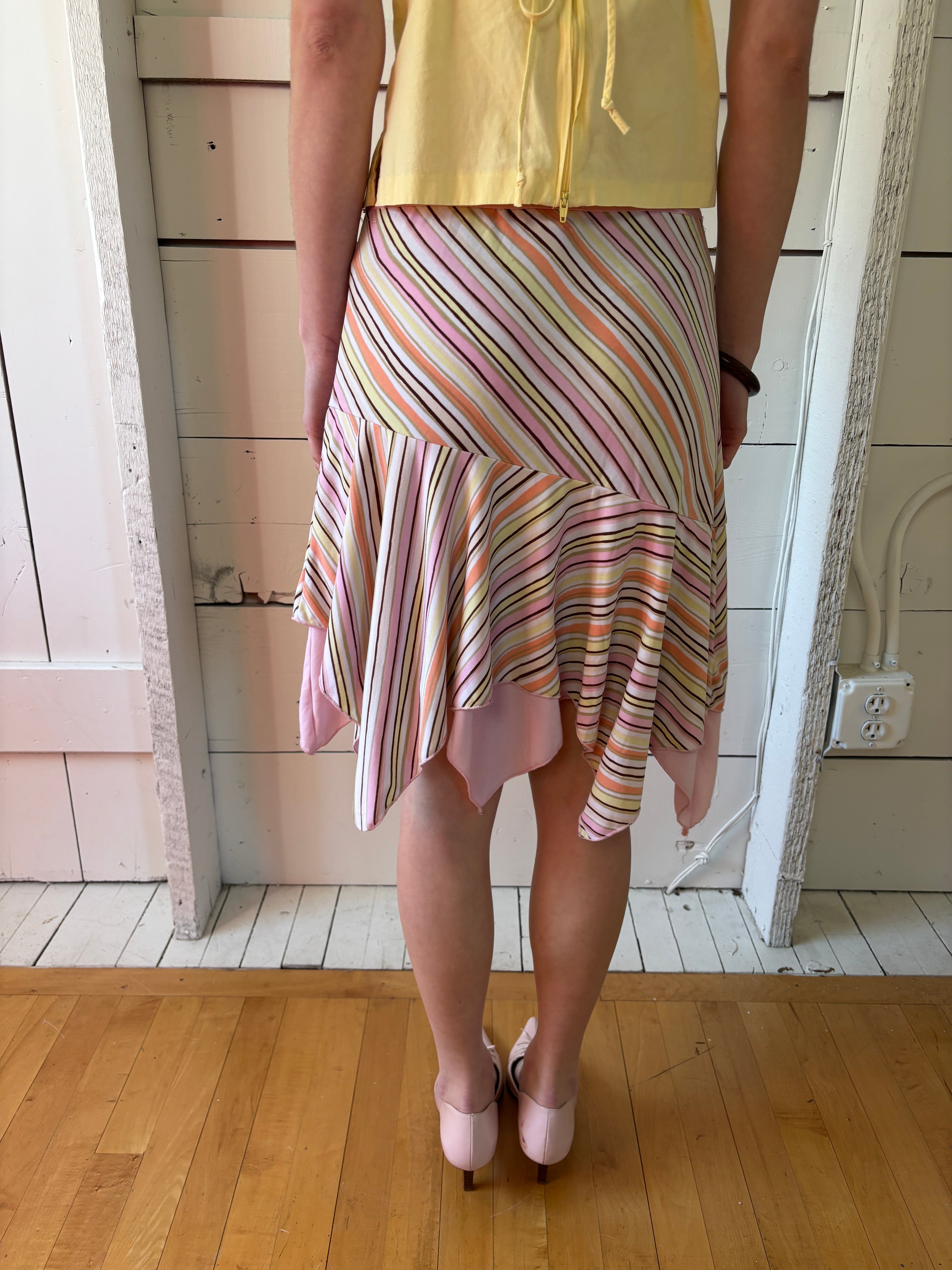 Y2k Striped Dropped Waist Fairy Skirt