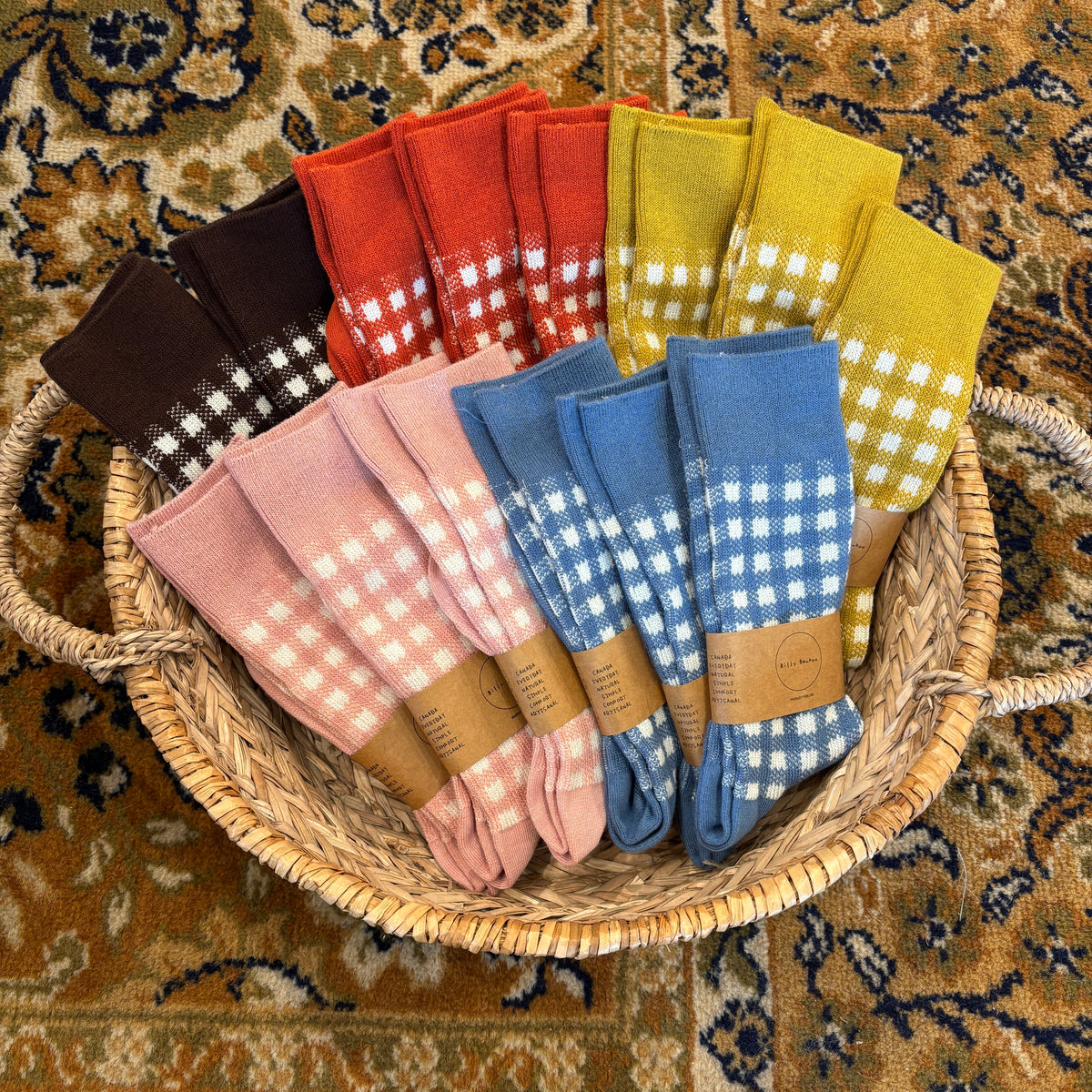 Gingham Colored Crew Sock