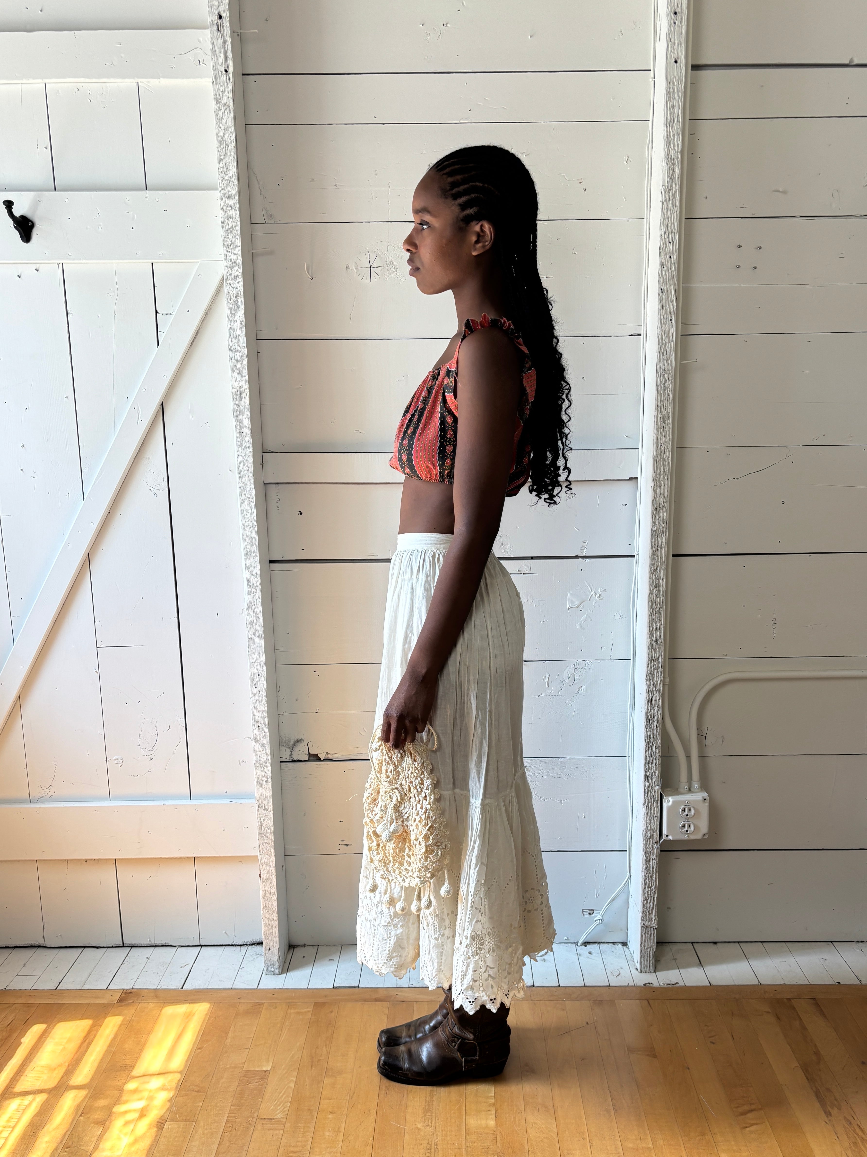 Antique Cotton Eyelet Maxi Skirt