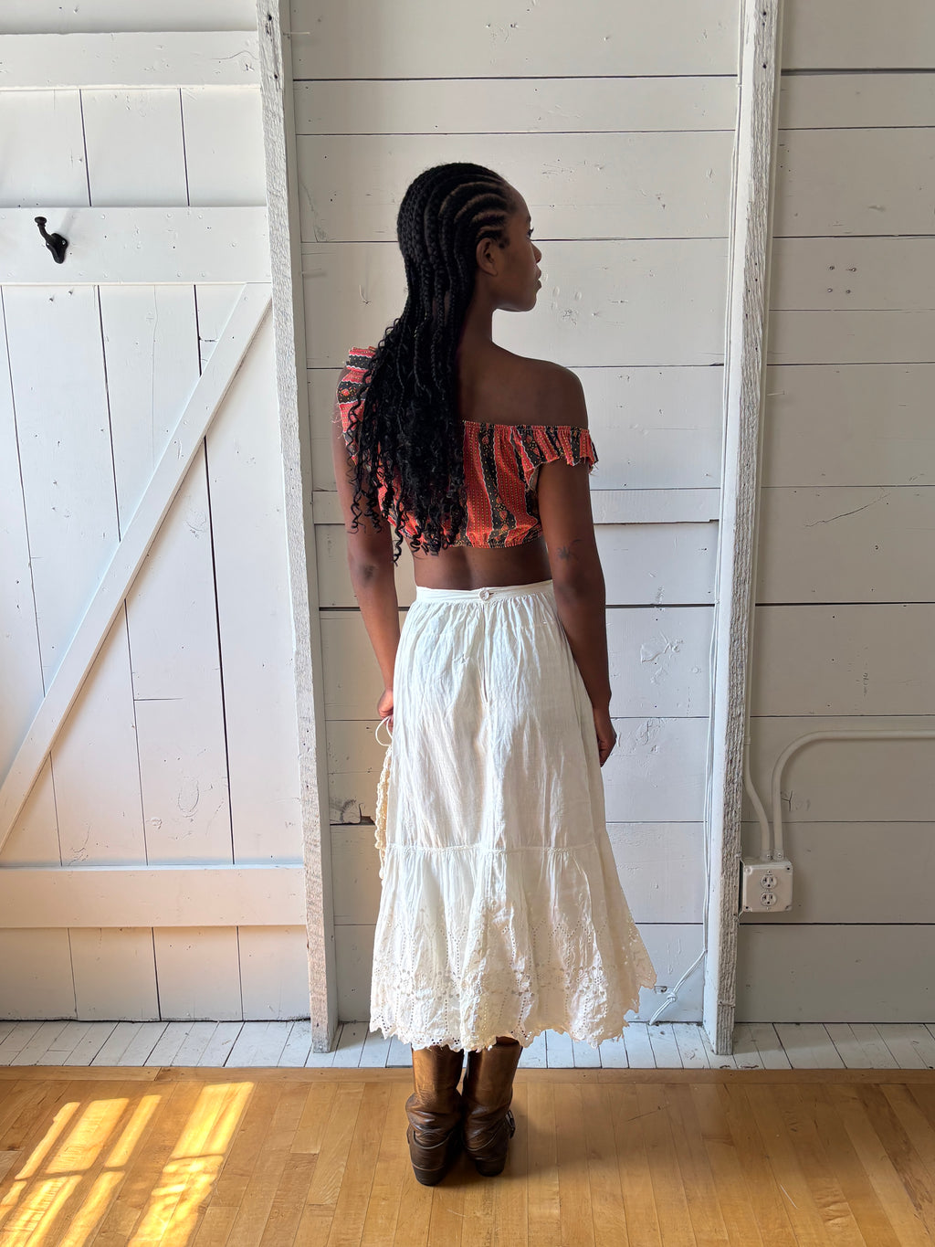 Antique Cotton Eyelet Maxi Skirt