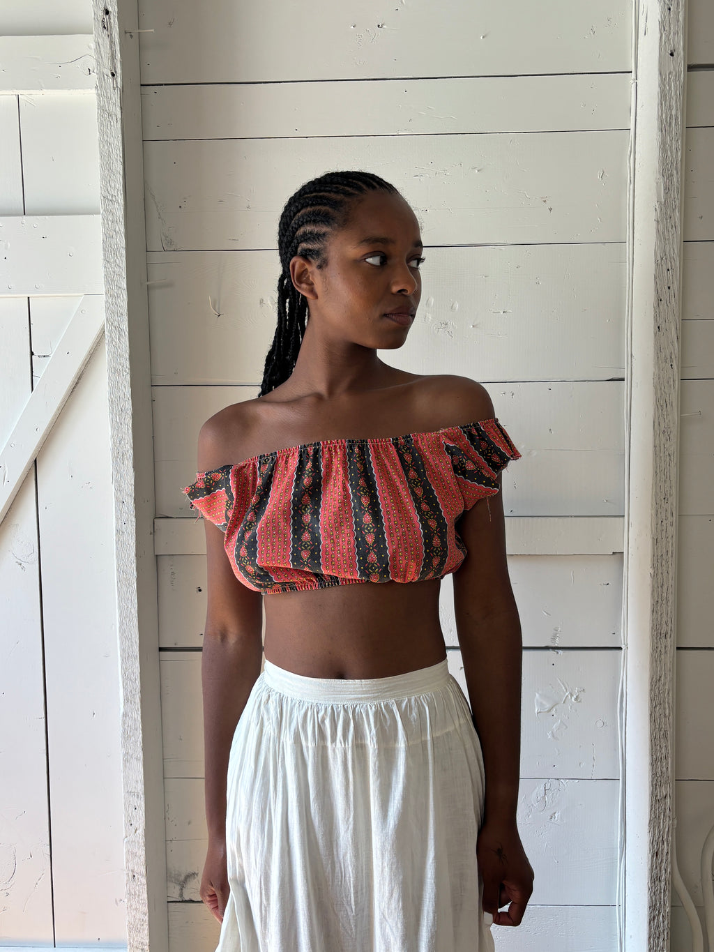 1970s Handmaid Milk Maid Cutoff Blouse