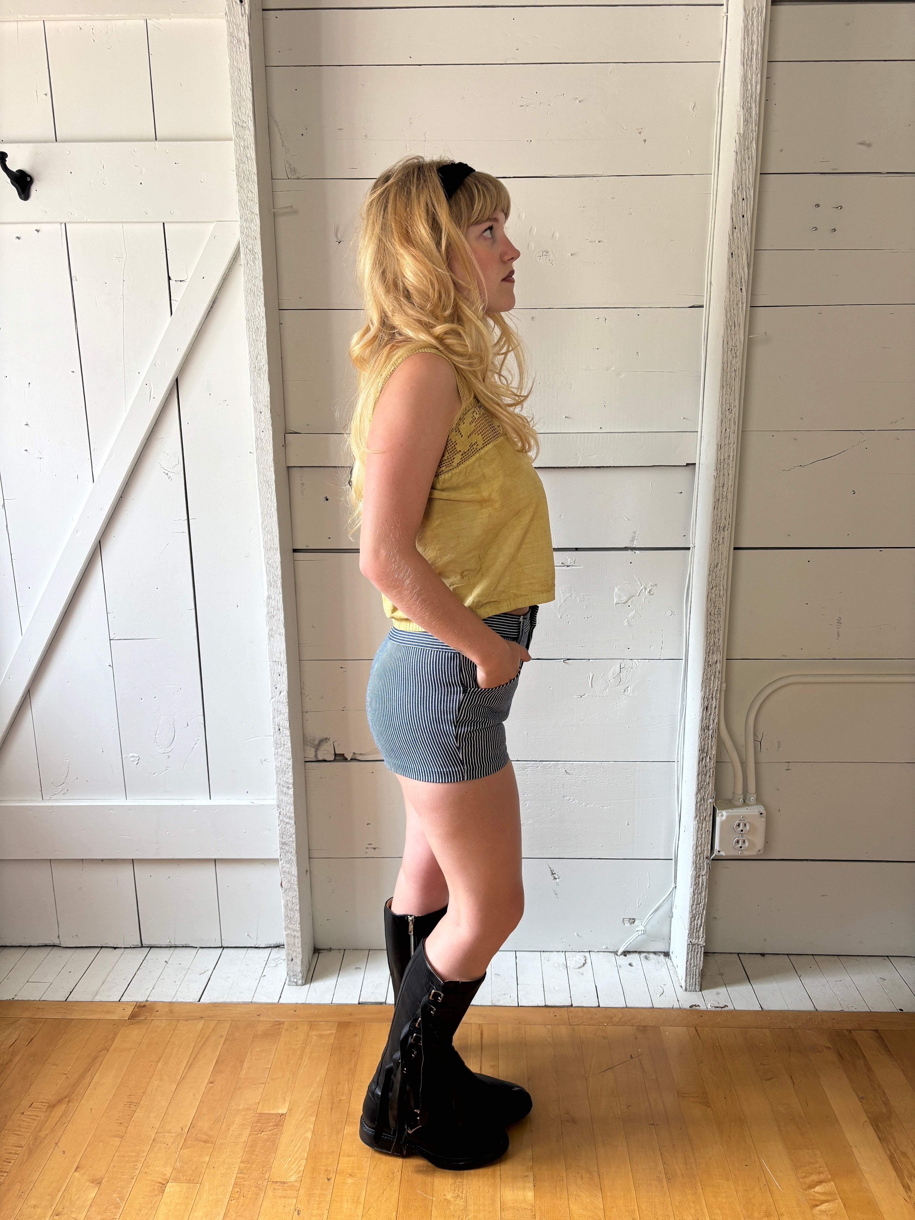 70s Pinstripe Micro High Rise Short