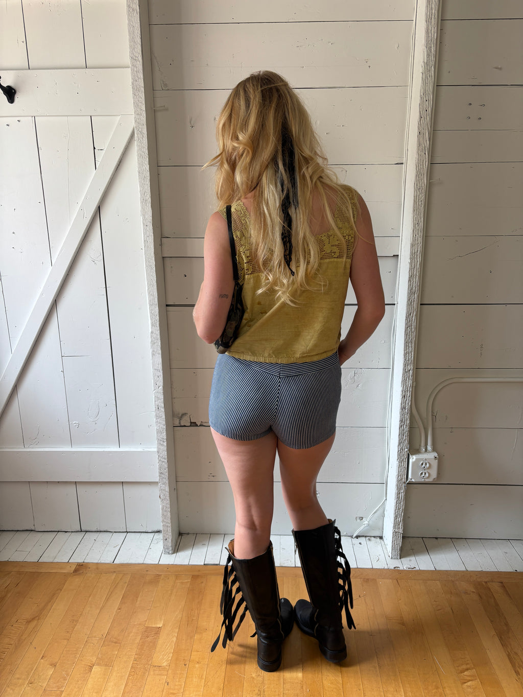 70s Pinstripe Micro High Rise Short