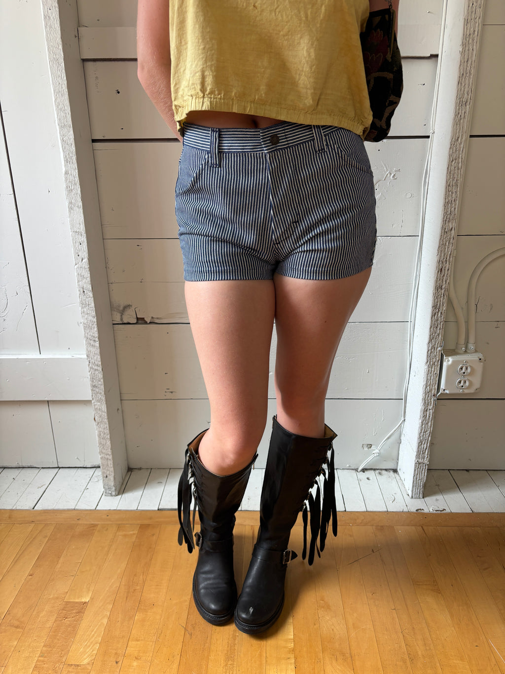 70s Pinstripe Micro High Rise Short