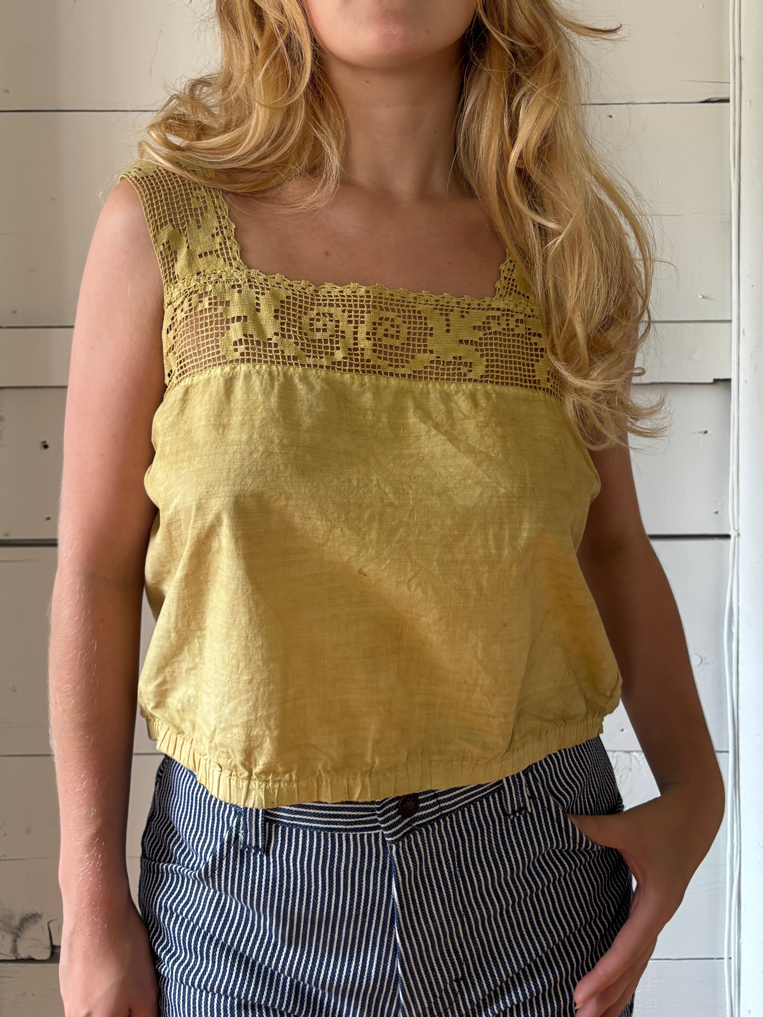 Antique Hand Dyed Mustard Corset Cover
