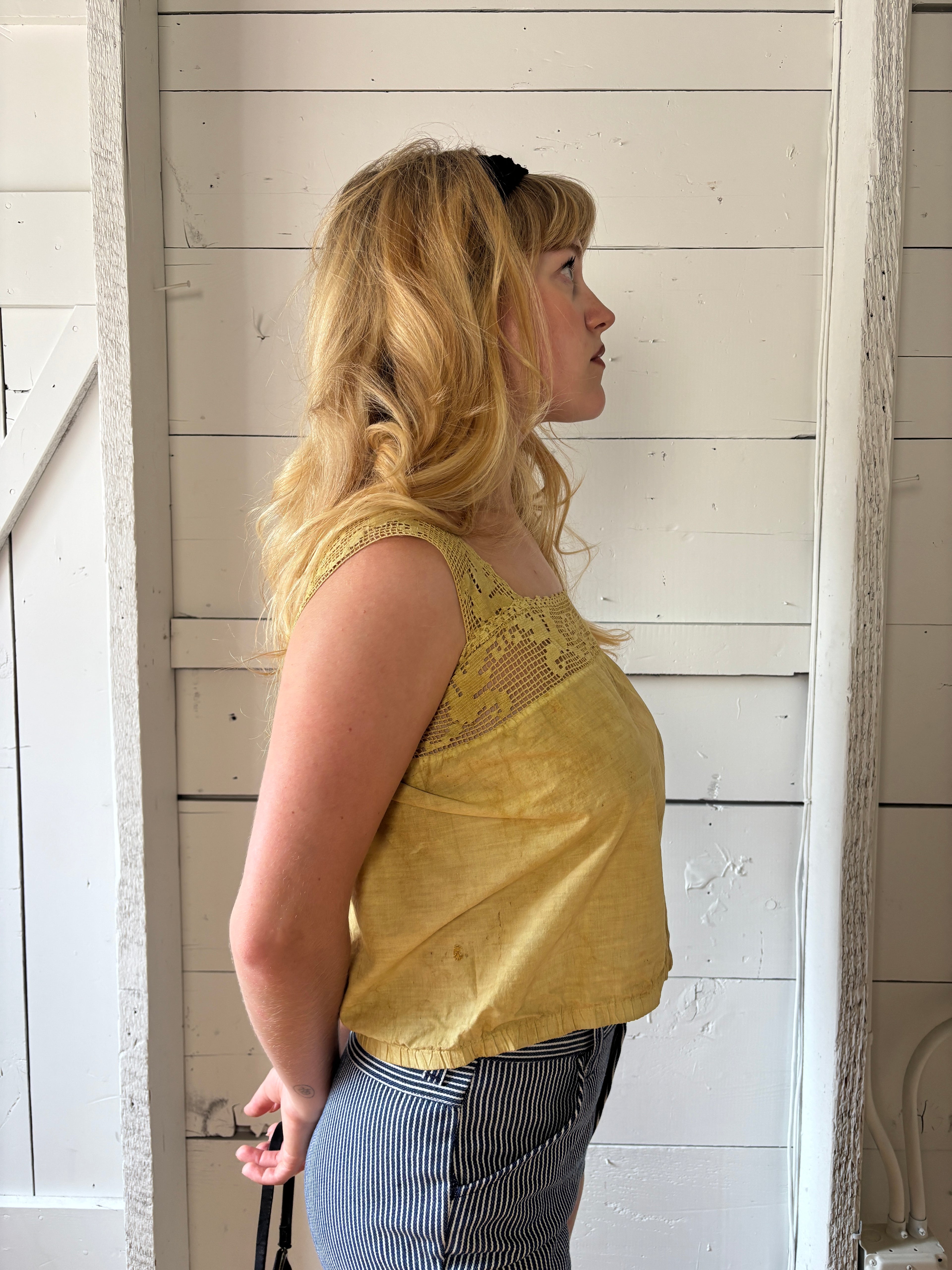 Antique Hand Dyed Mustard Corset Cover