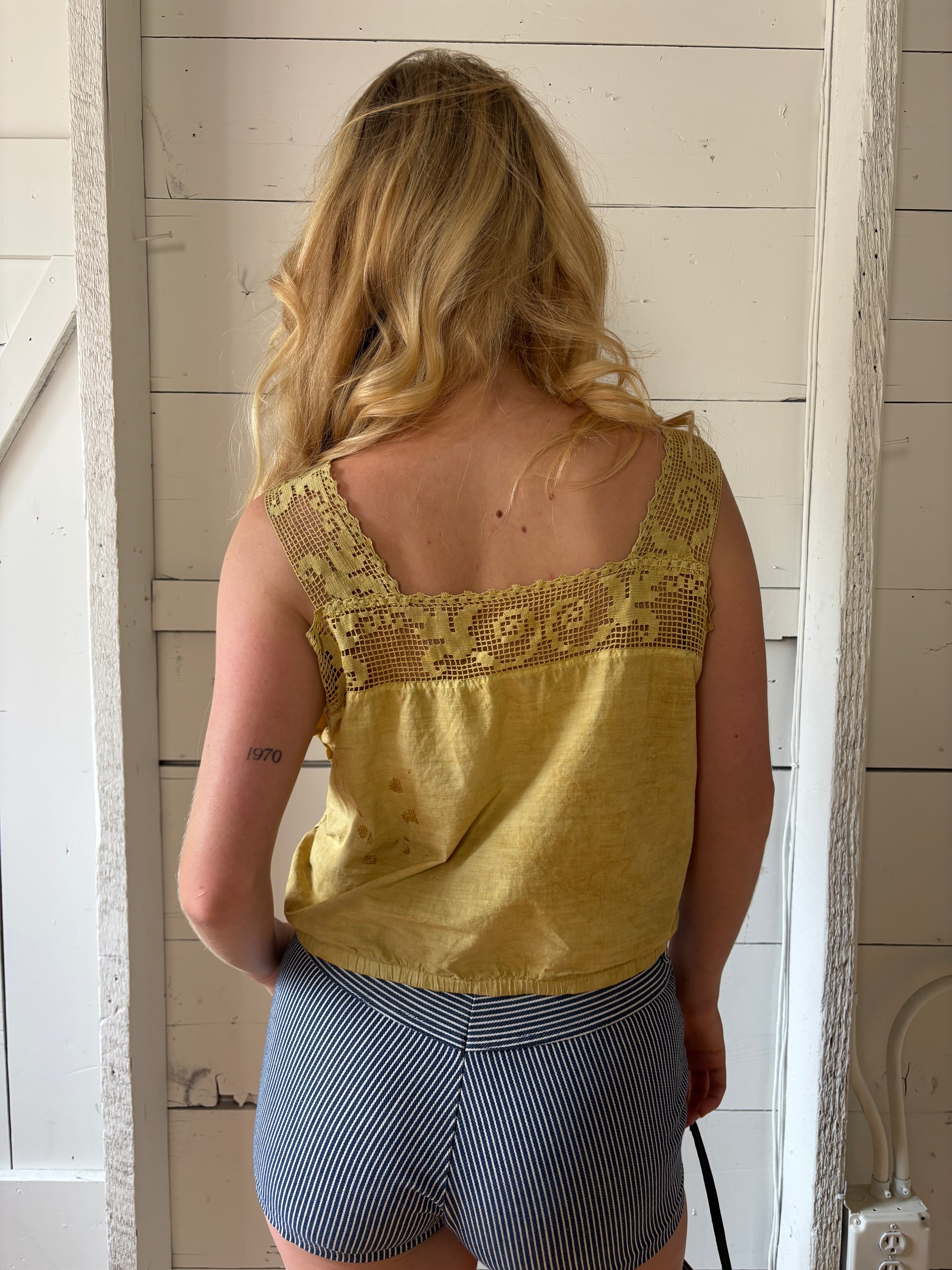 Antique Hand Dyed Mustard Corset Cover