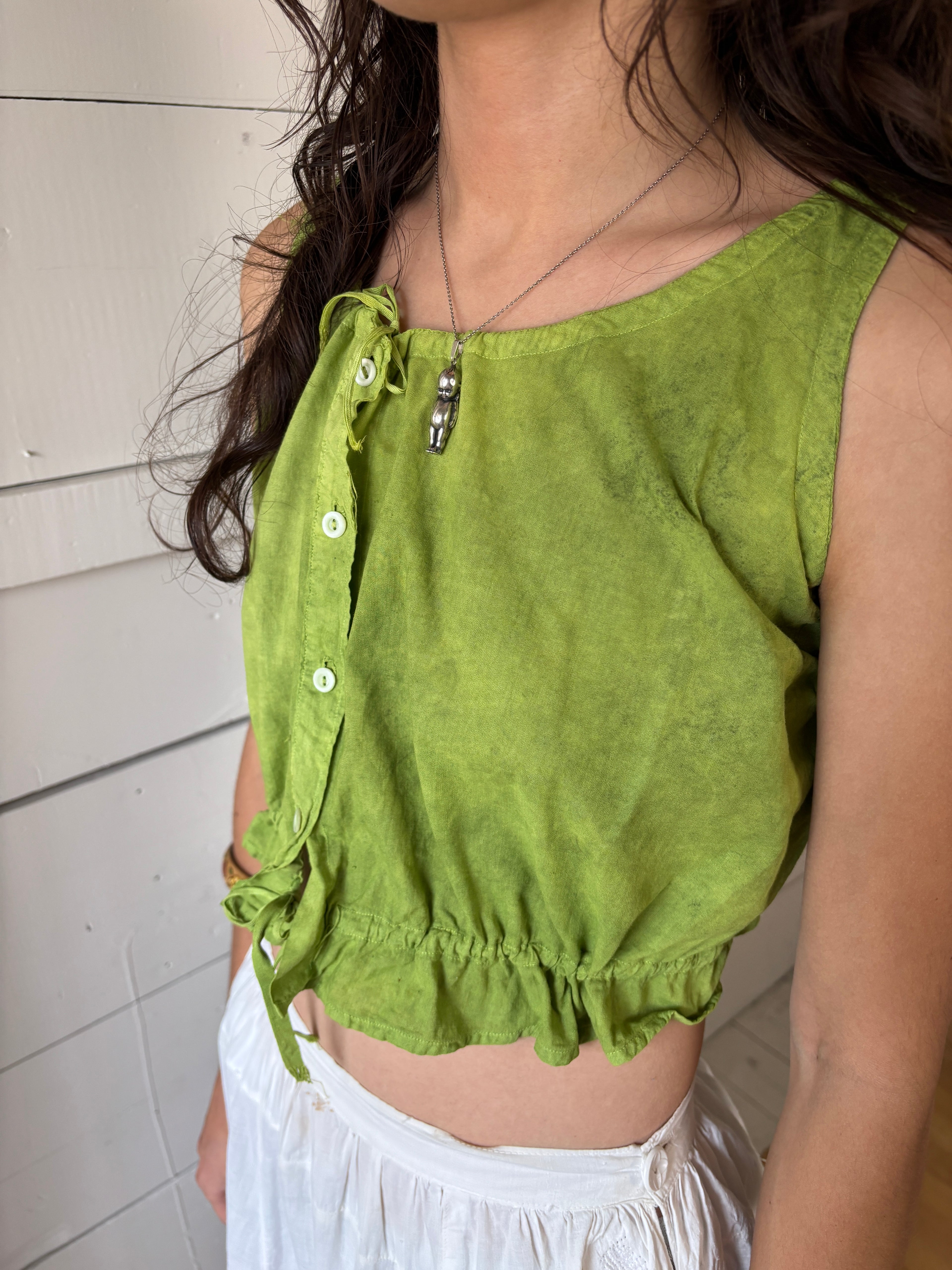 Antique Hand Dyed Green Corset Cover