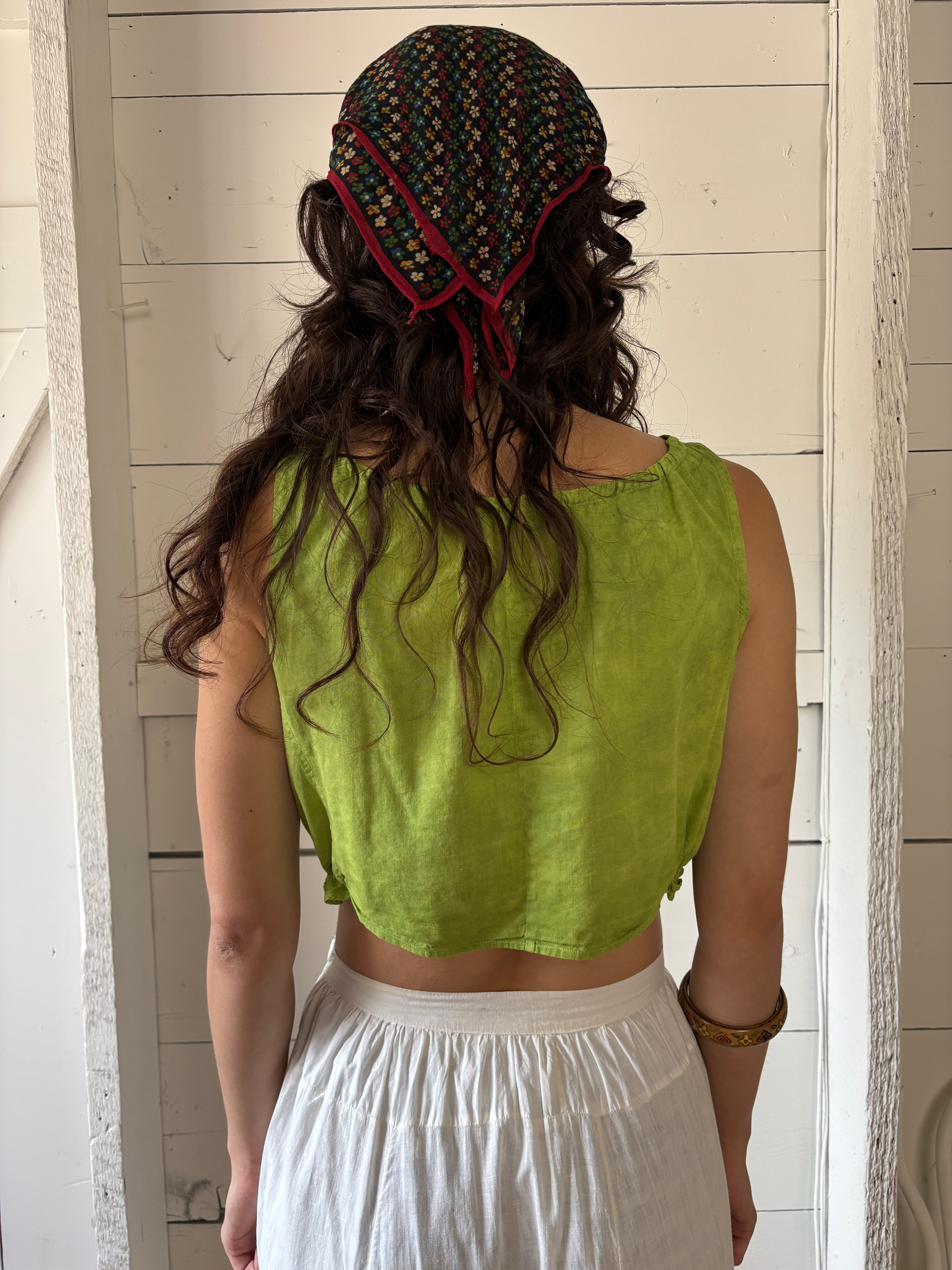 Antique Hand Dyed Green Corset Cover