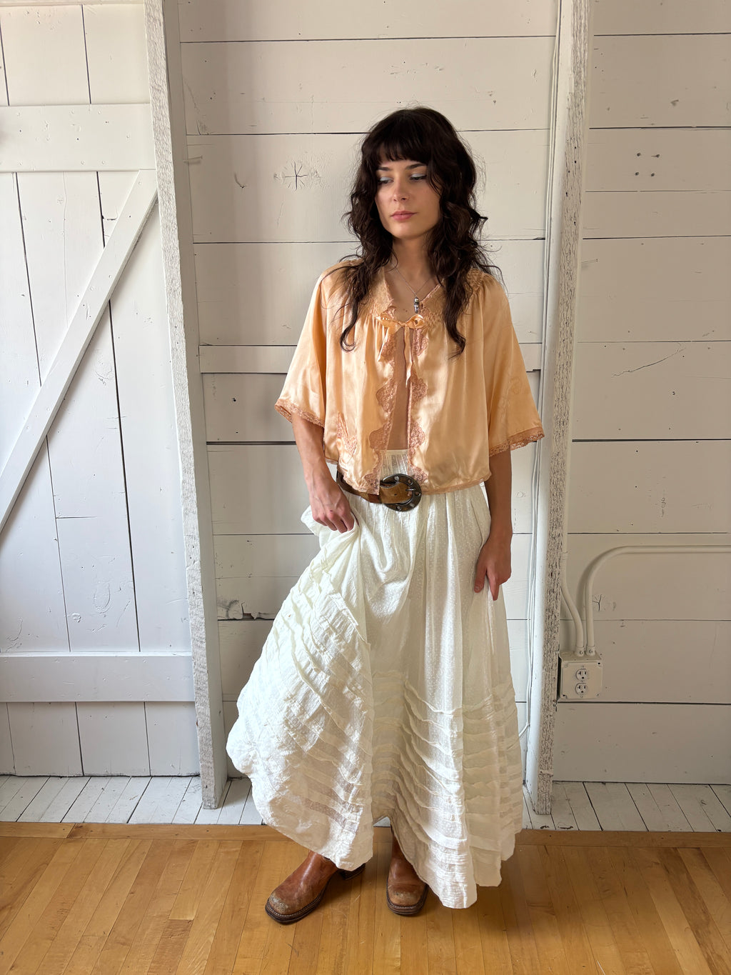 Antique Cotton Swiss Dot Maxi Lawn Skirt