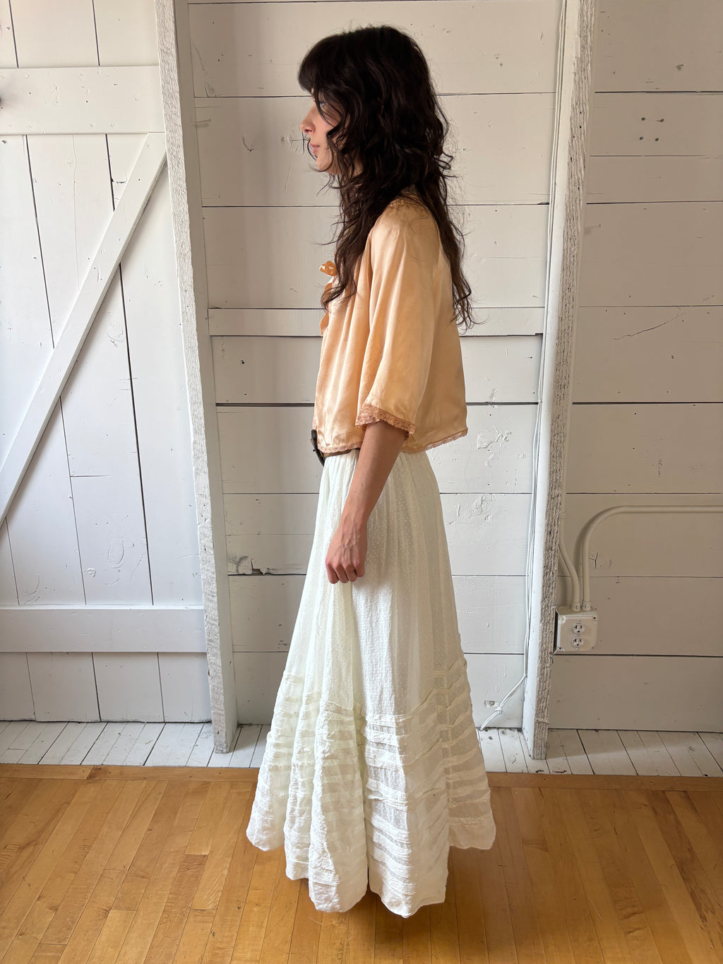 Antique Cotton Swiss Dot Maxi Lawn Skirt