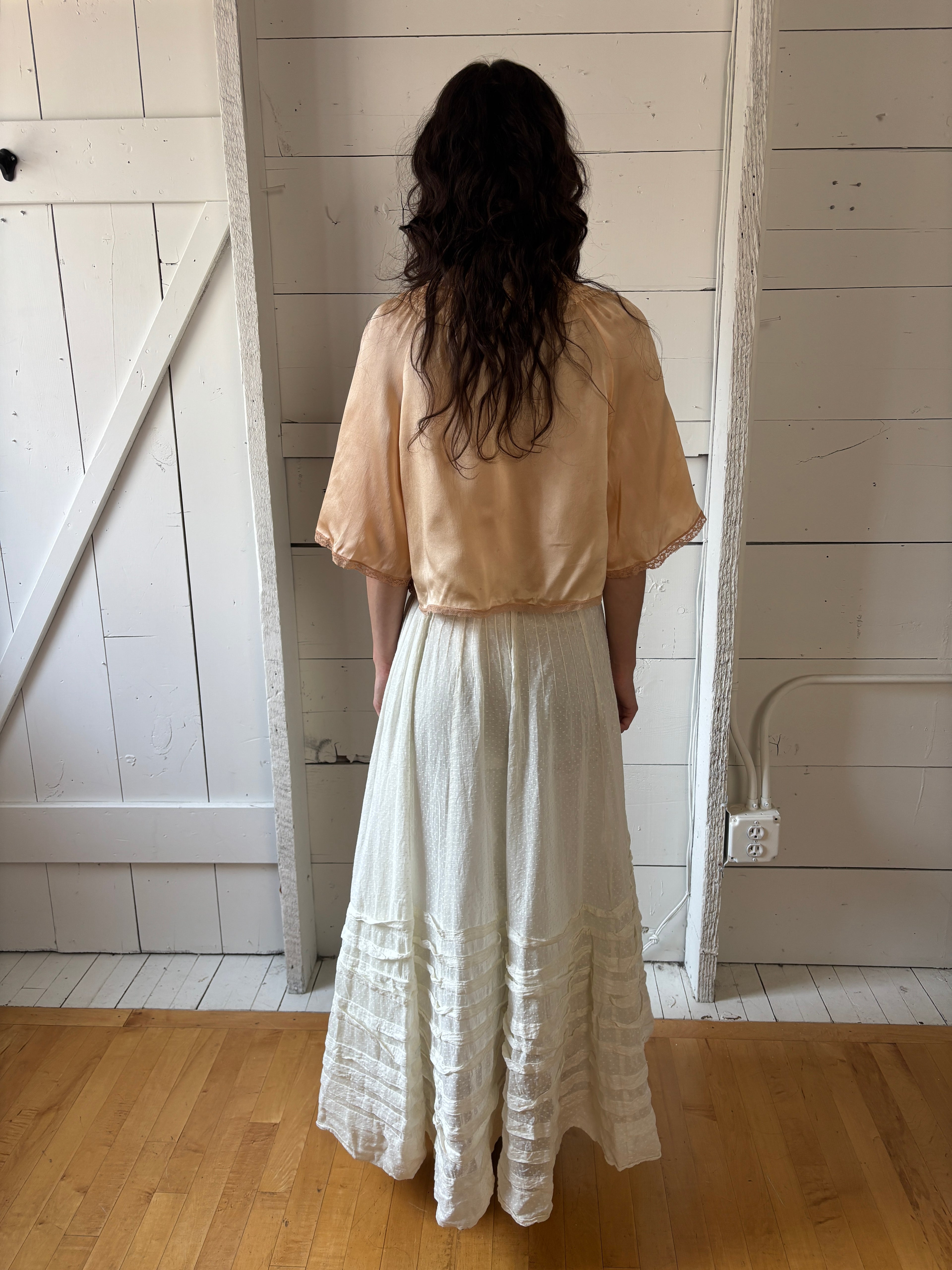 Antique Cotton Swiss Dot Maxi Lawn Skirt