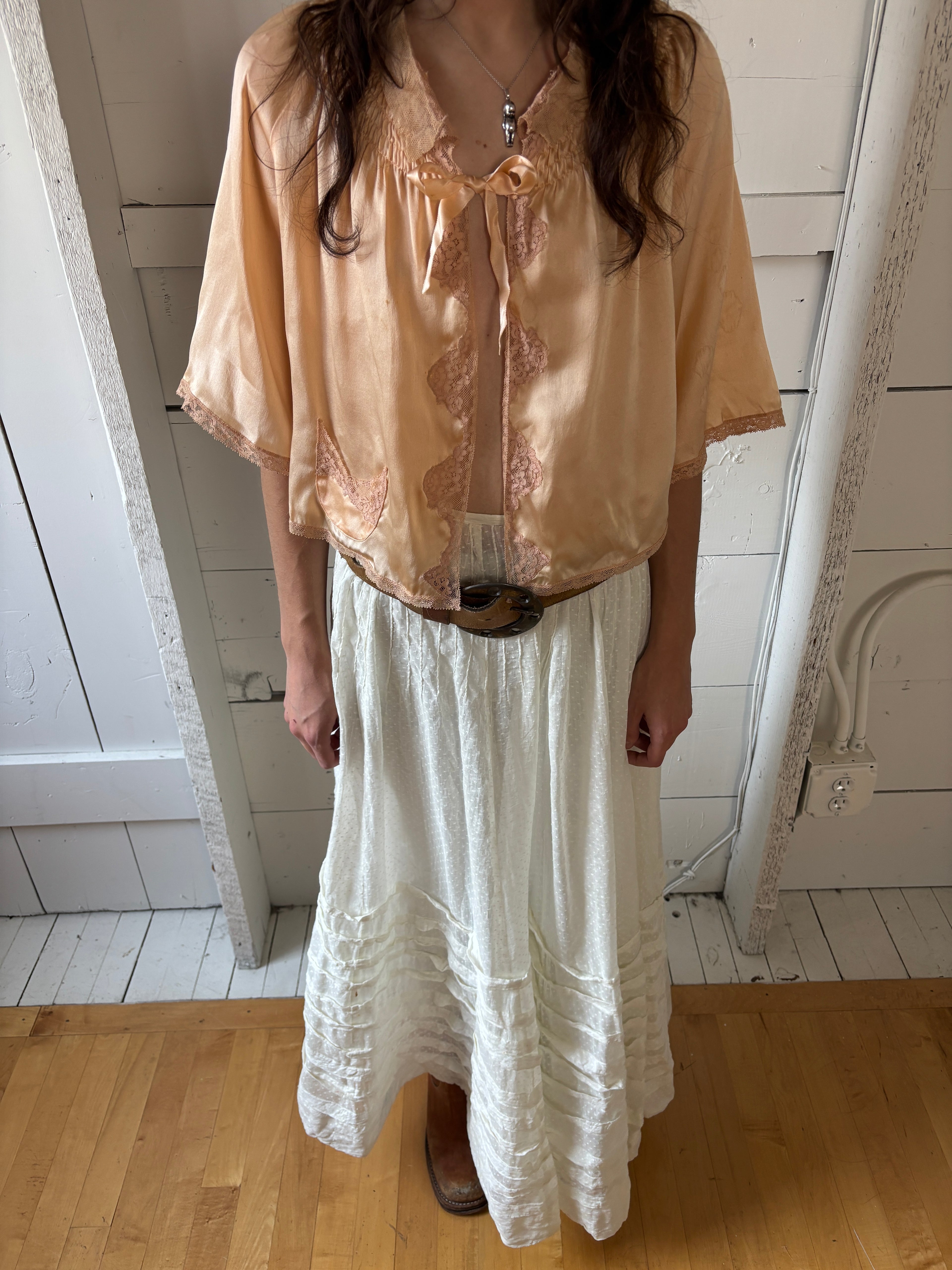 Antique Cotton Swiss Dot Maxi Lawn Skirt