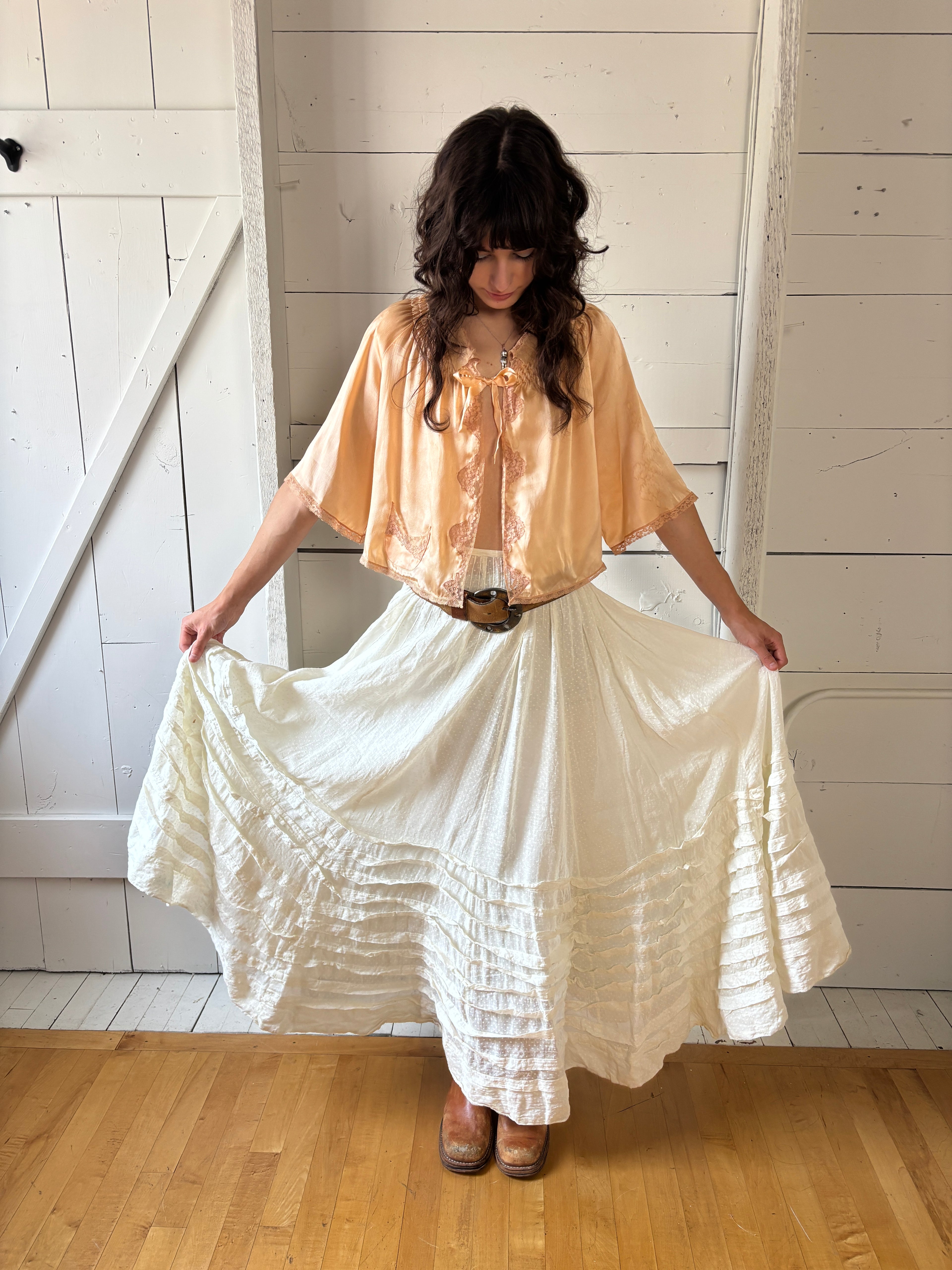 Antique Cotton Swiss Dot Maxi Lawn Skirt