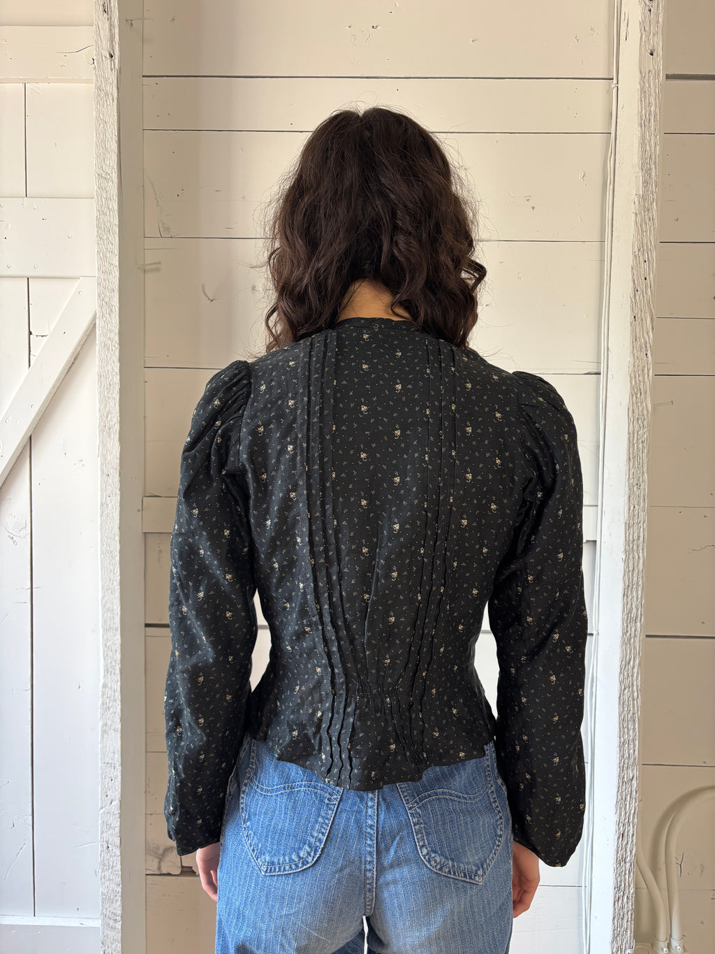Antique Black Floral Cotton Praire Jacket