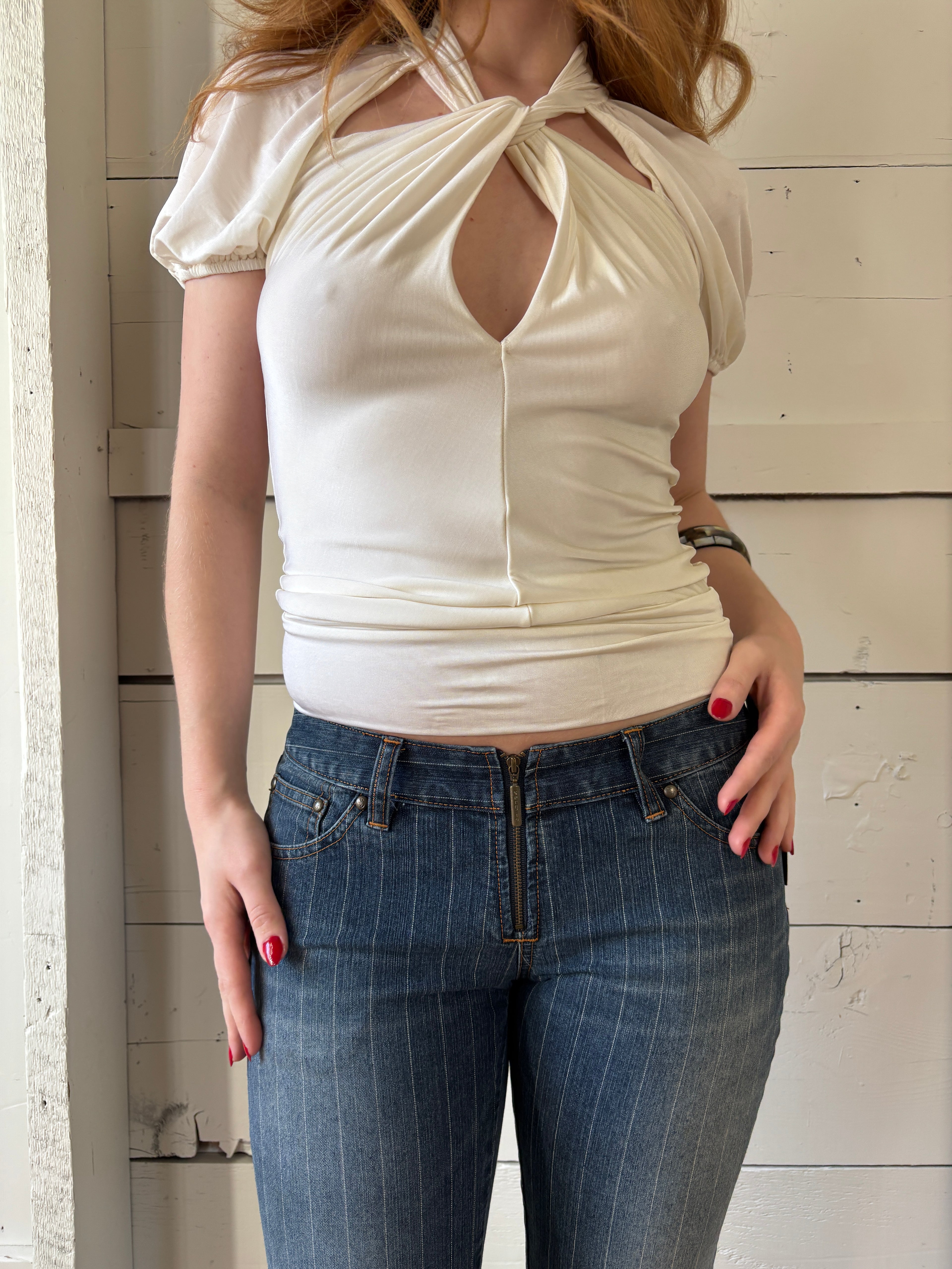 2000s Sergio Valente Pinstripe Flare Jeans