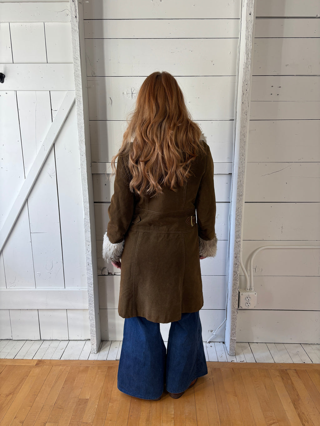 1960s Union Made Suede Fur Penny Lane Coat