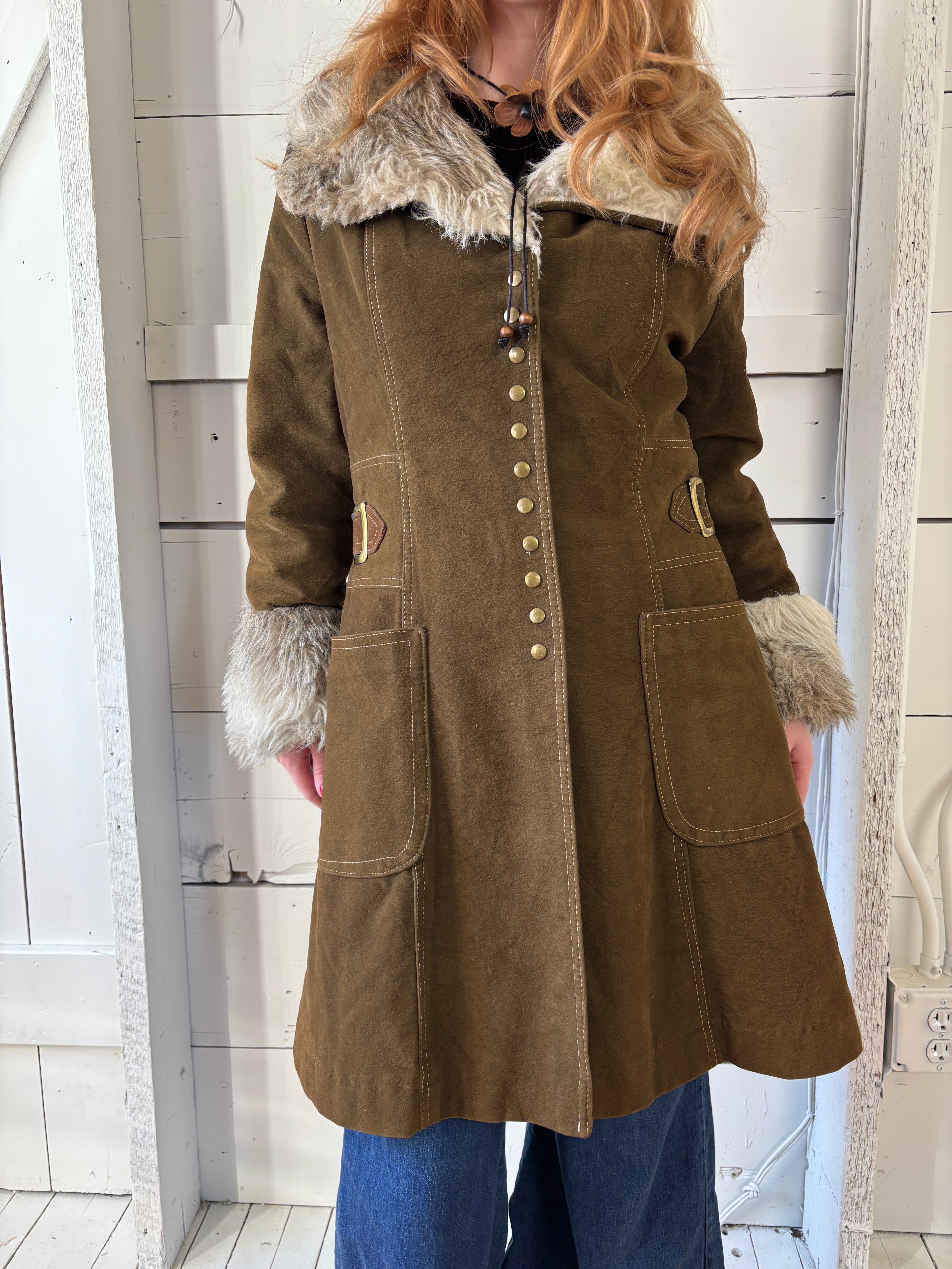 1960s Union Made Suede Fur Penny Lane Coat
