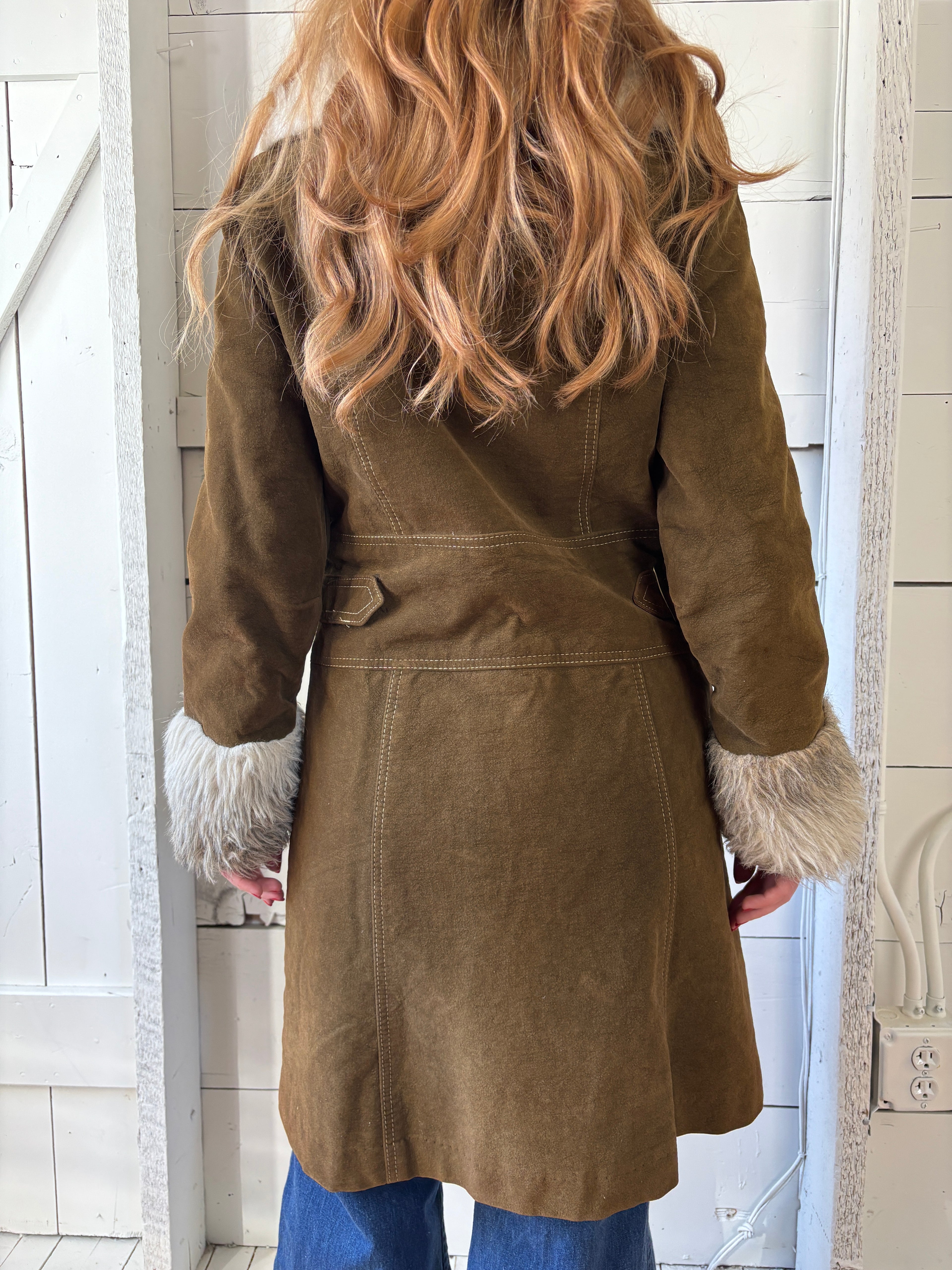 1960s Union Made Suede Fur Penny Lane Coat