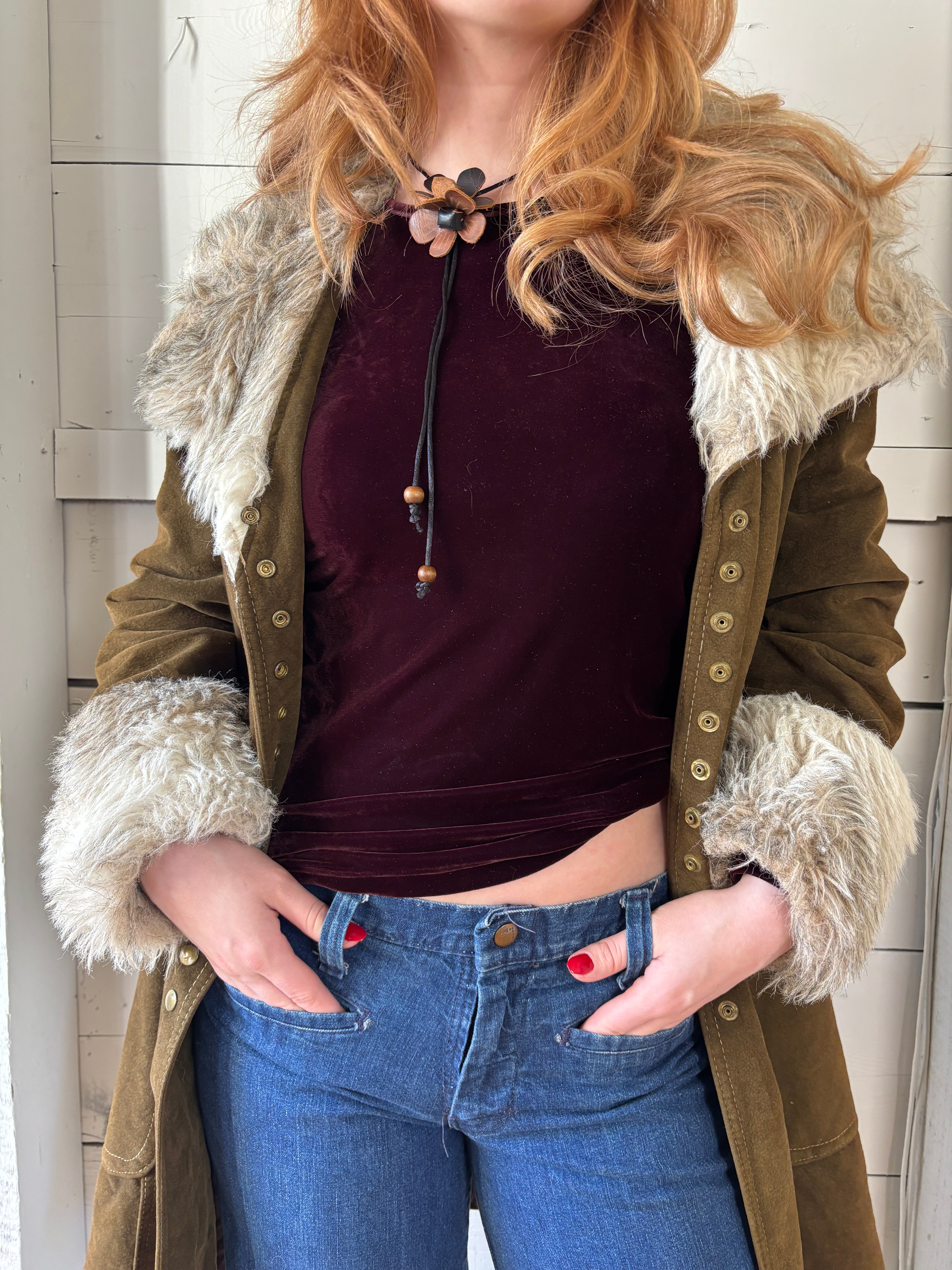 90s Ralph Lauren Velvet Purple Long Sleeve Top